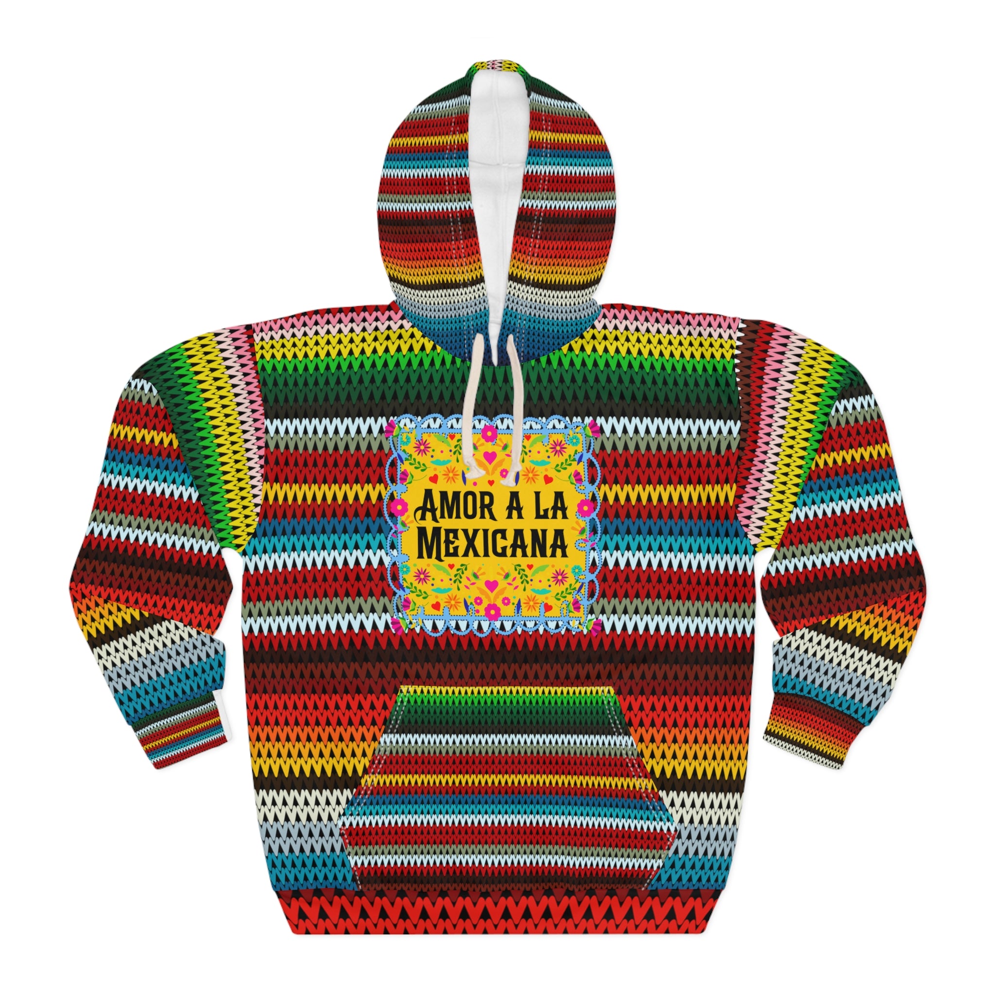 Amor a la Mexicana Serape Hoodie – Colorful Mexican Blanket