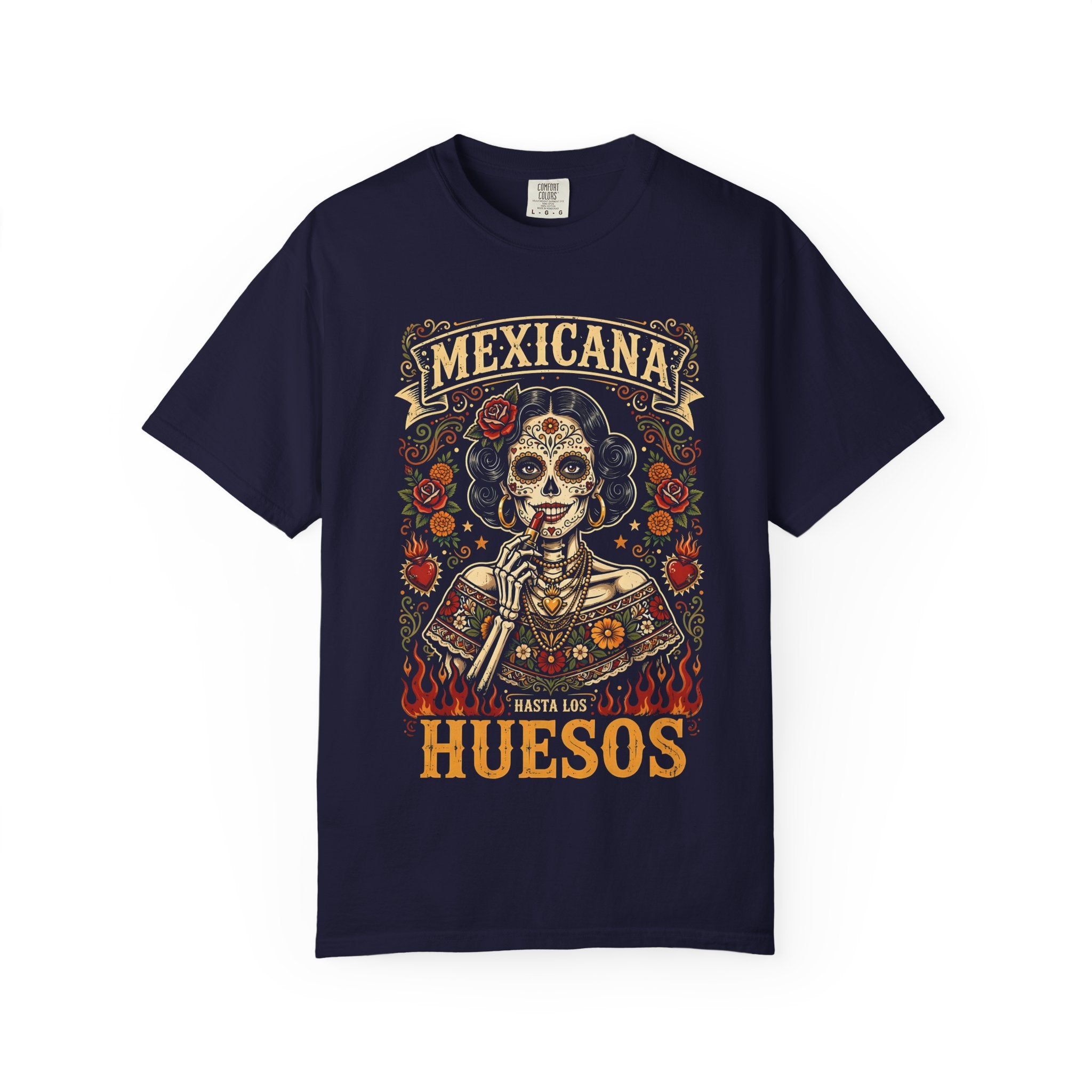 Mexicana Hasta Los Huesos Graphic T-Shirt — Day of the Dead Calavera Tee