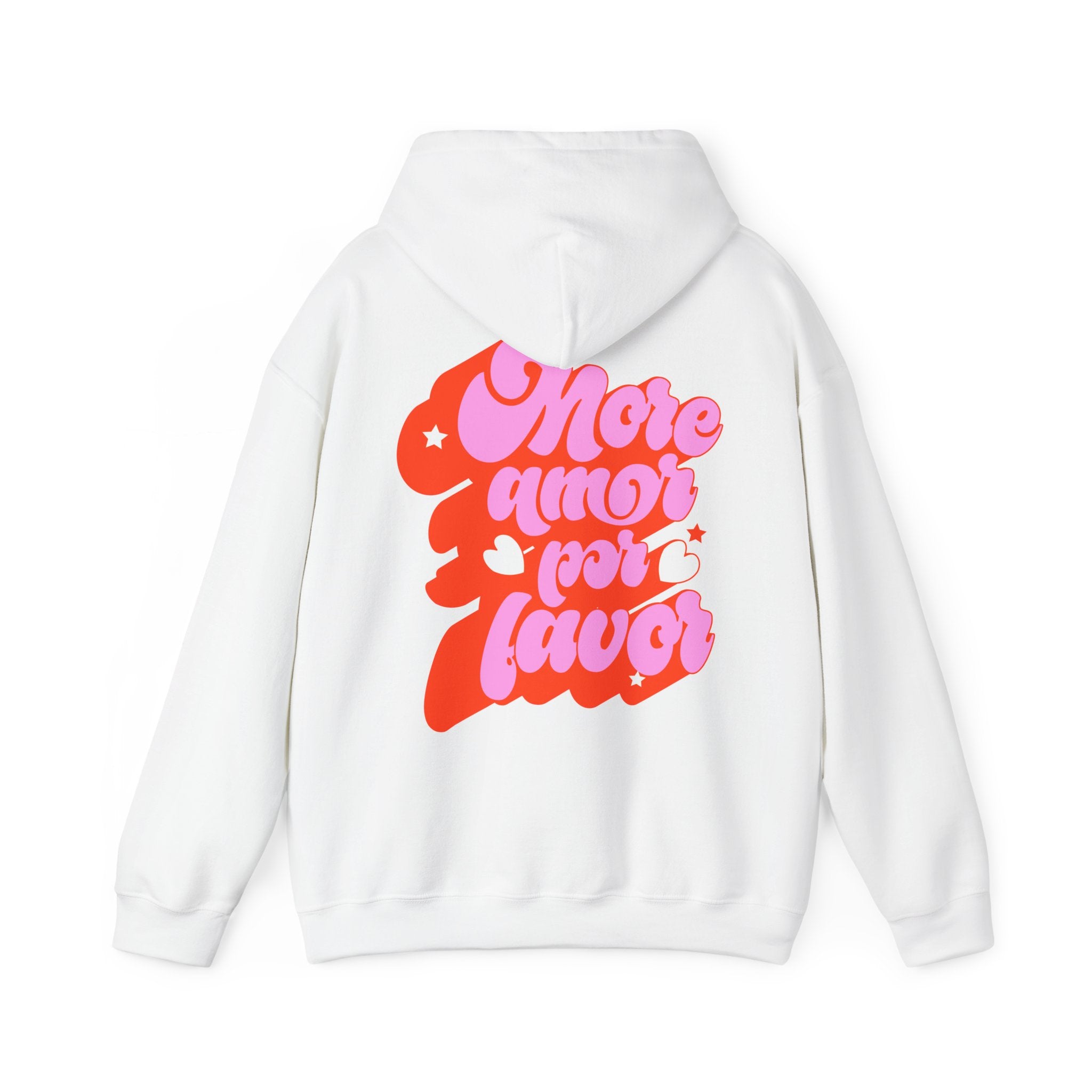 More Amor Por Favor Hoodie — Retro Pink & Red Heart Graphic Pullover