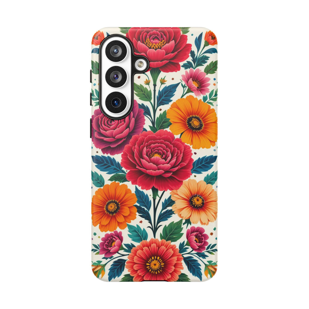 Floral Tough Case — Vibrant Rose & Marigold Phone Case