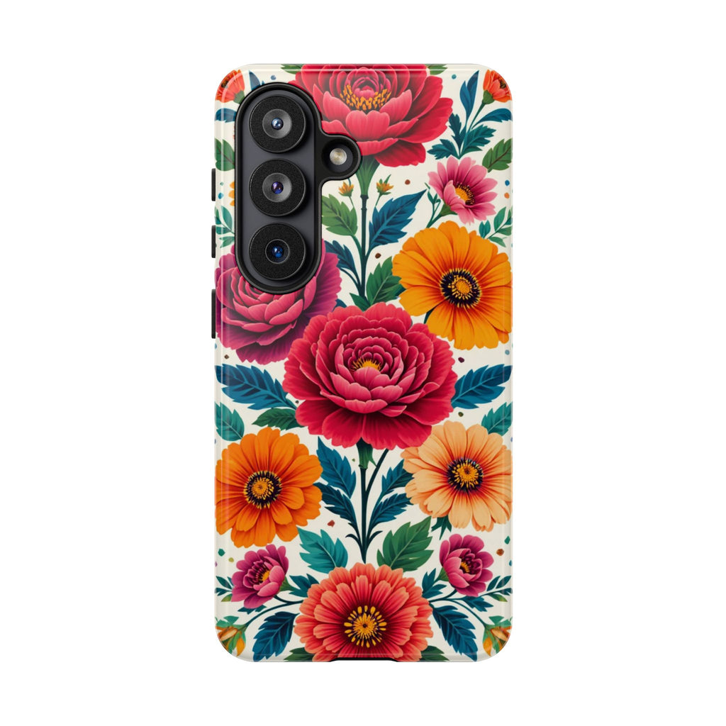 Floral Tough Case — Vibrant Rose & Marigold Phone Case
