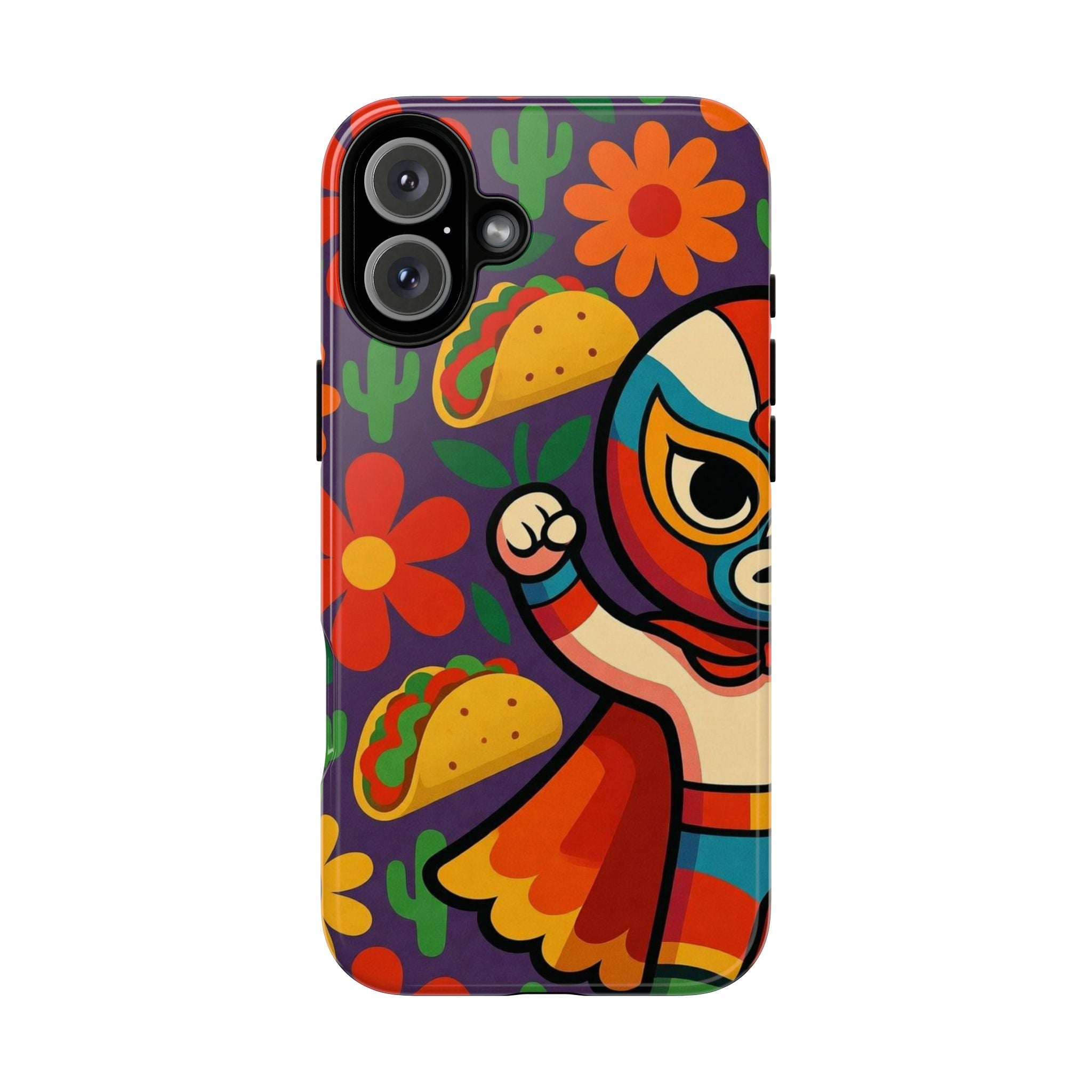 Luchador Taco Phone Case — Colorful Mexican Wrestling Floral Design