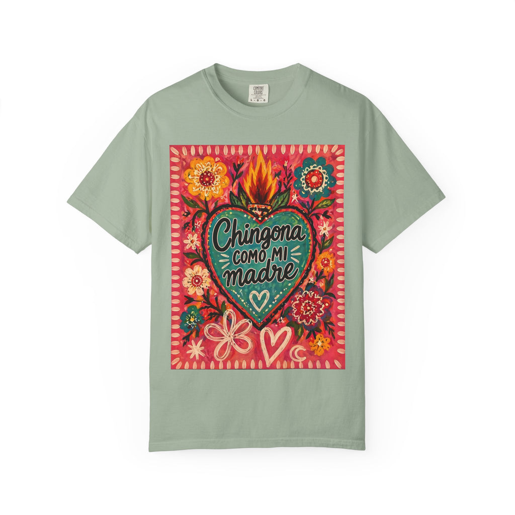 T-Shirt — "Chingona Como Mi Madre" Floral Heart Mother's Day Tee