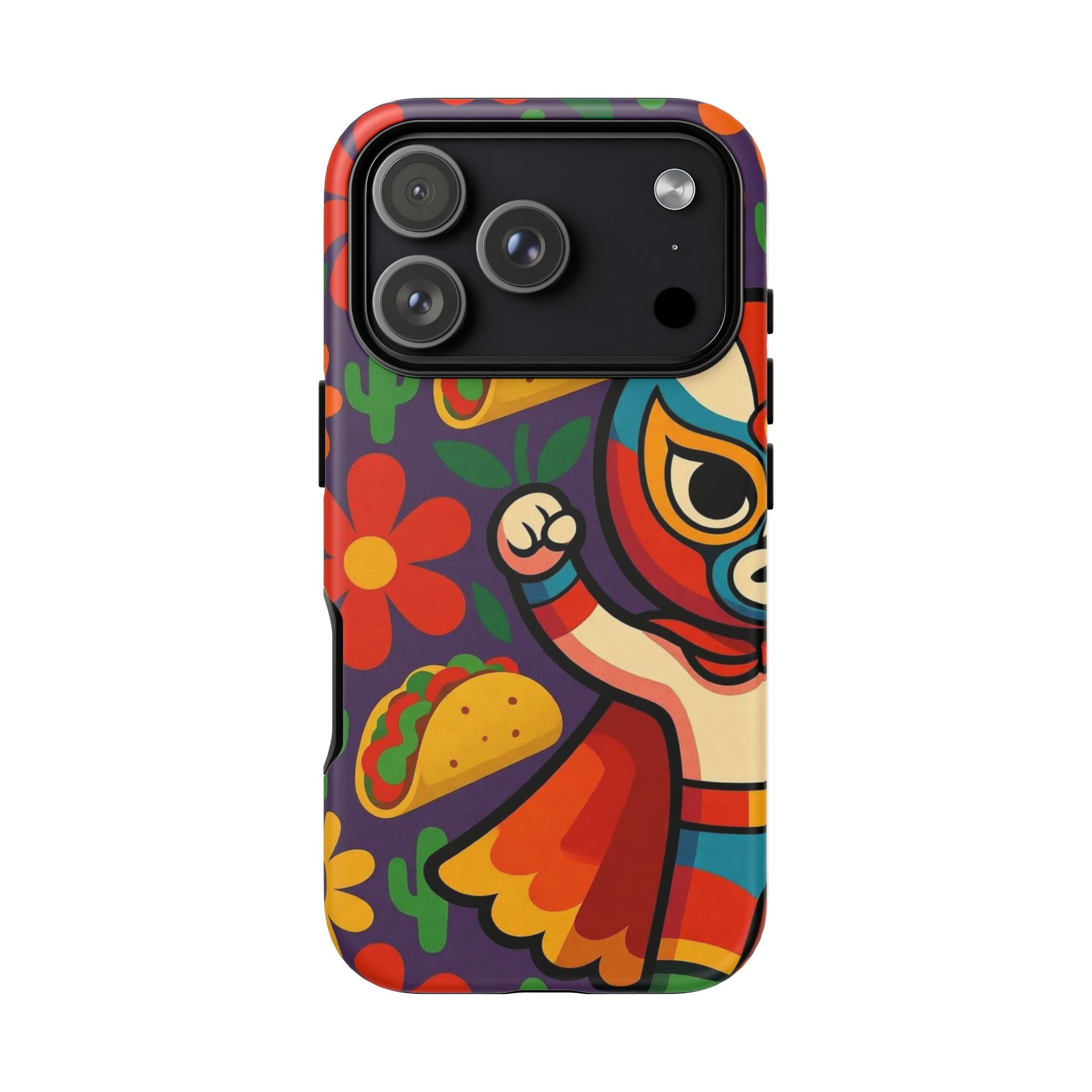 Luchador Taco Phone Case — Colorful Mexican Wrestling Floral Design