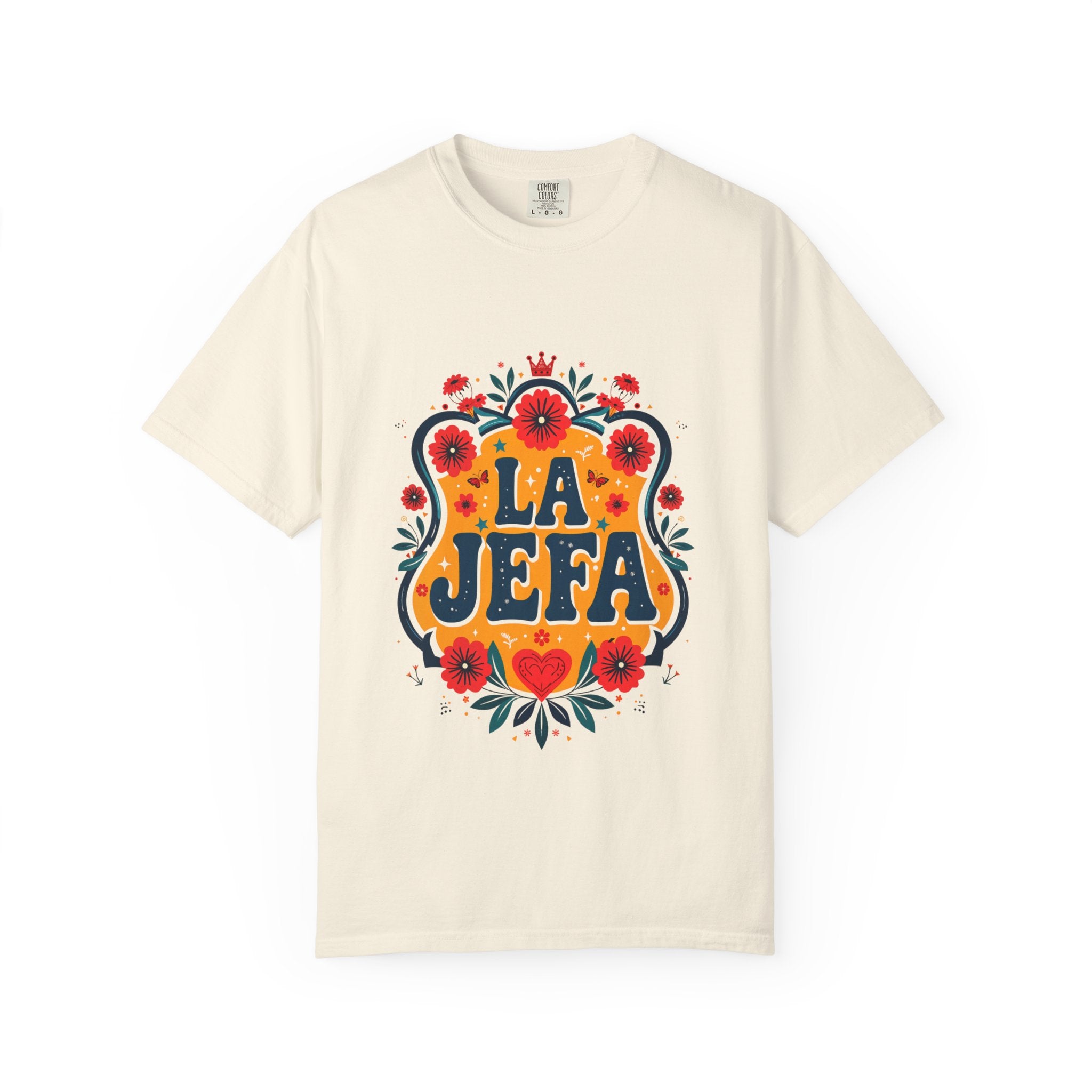 La Jefa floral tee bay - Comfort Colors garment-dyed Latina boss gift shirt