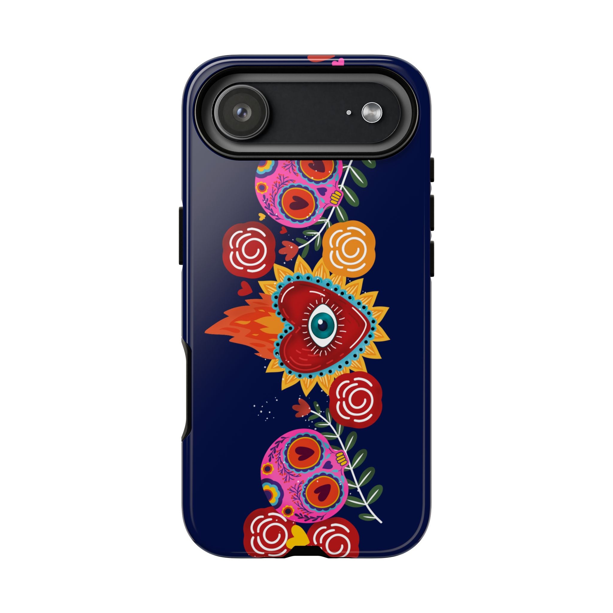 Blue Sugar Skull Floral Phone Case — Day of the Dead Protective Case