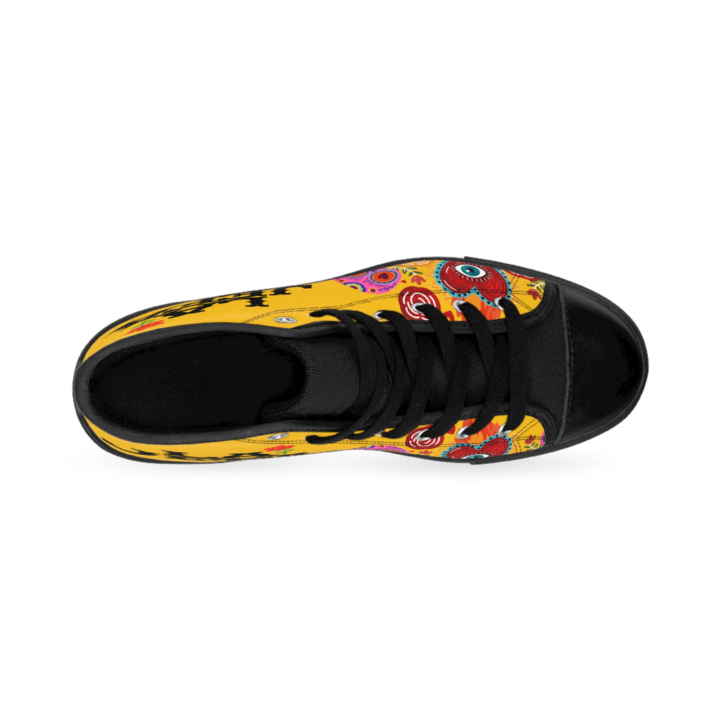 La Jefa Floral High-Top Sneakers — Women's Yellow Statement Shoes