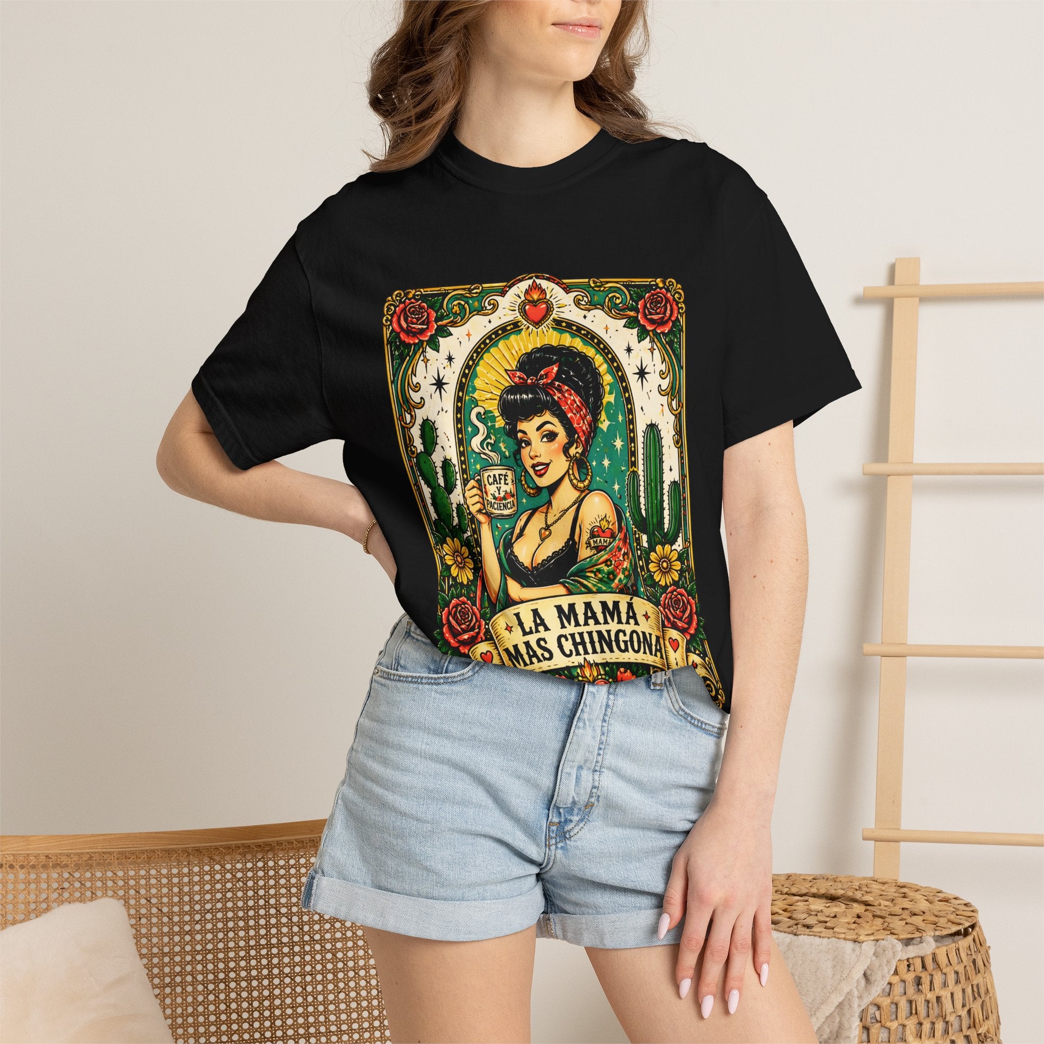 La Mama Más Chingona T-Shirt — Vintage Mexican Lotería Style Graphic Tee
