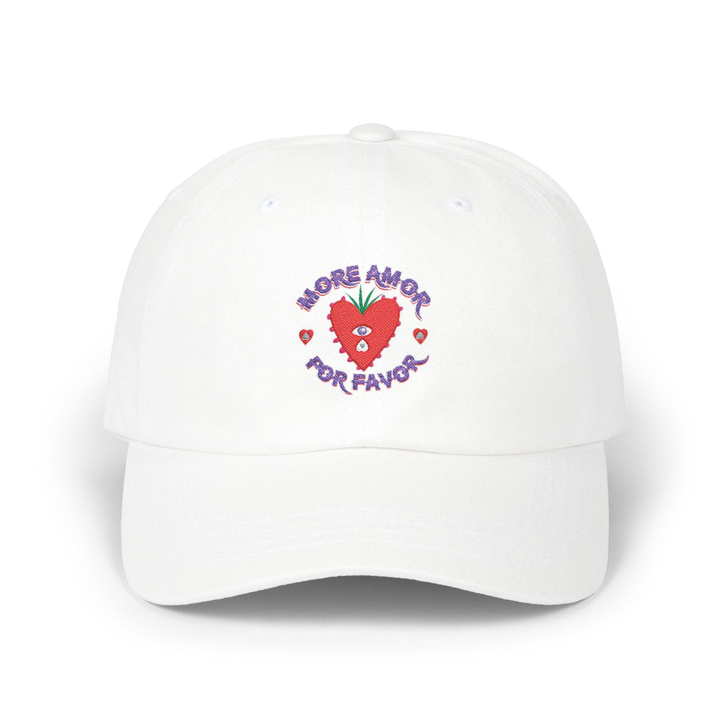 Dad Cap – "Made with Love" Heart Embroidered White Baseball Hat
