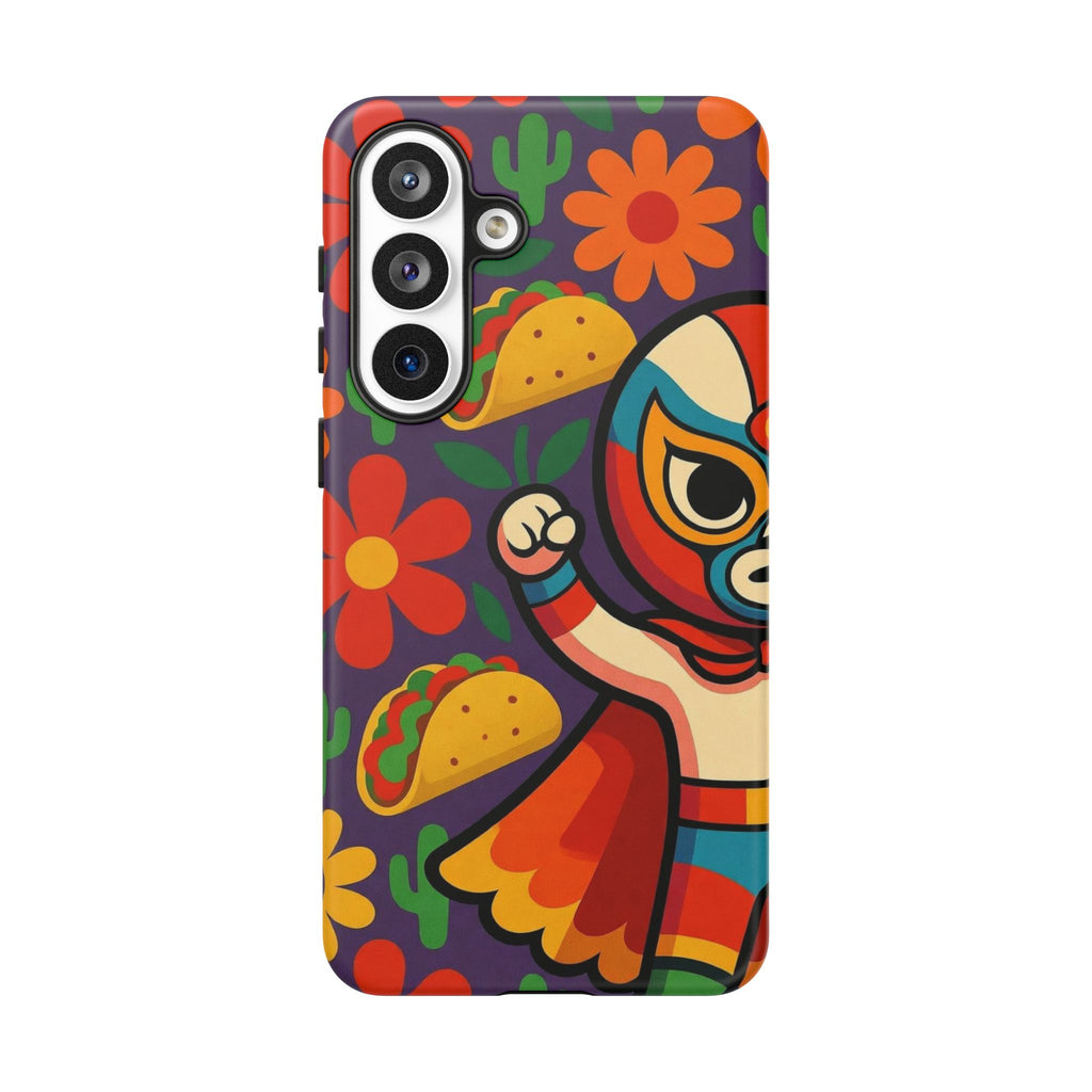 Luchador Taco Phone Case — Colorful Mexican Wrestling Floral Design