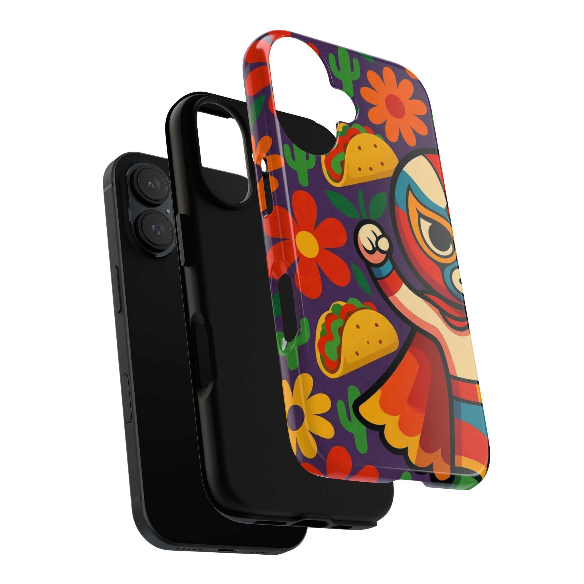 Luchador Taco Phone Case — Colorful Mexican Wrestling Floral Design