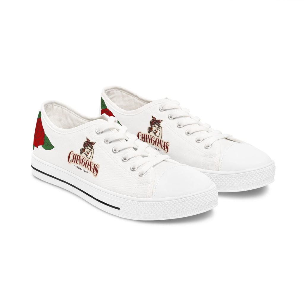 Low Top Sneakers — Floral 'Chingonas' Graphic Women's Canvas Shoes