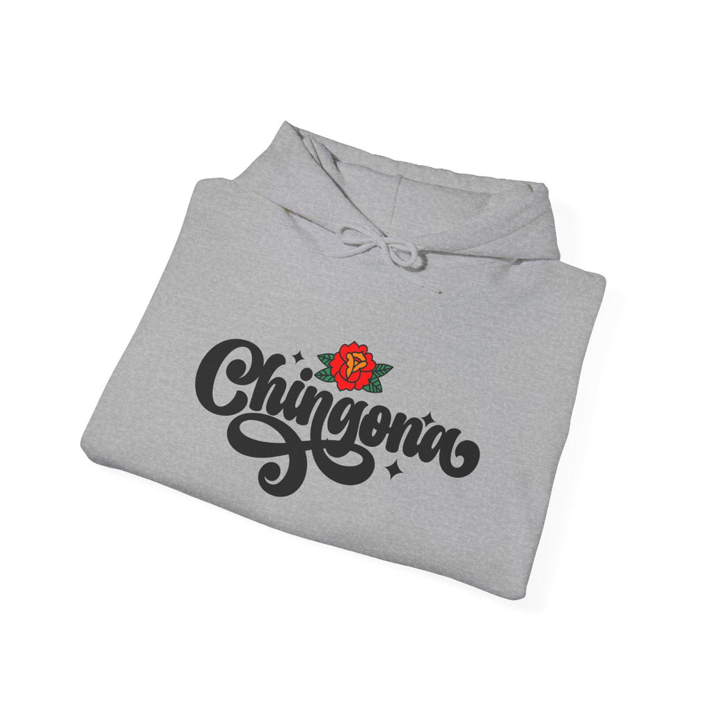 Chingona Hoodie – Script Logo with Rose, Bold Latina Pride Pullover