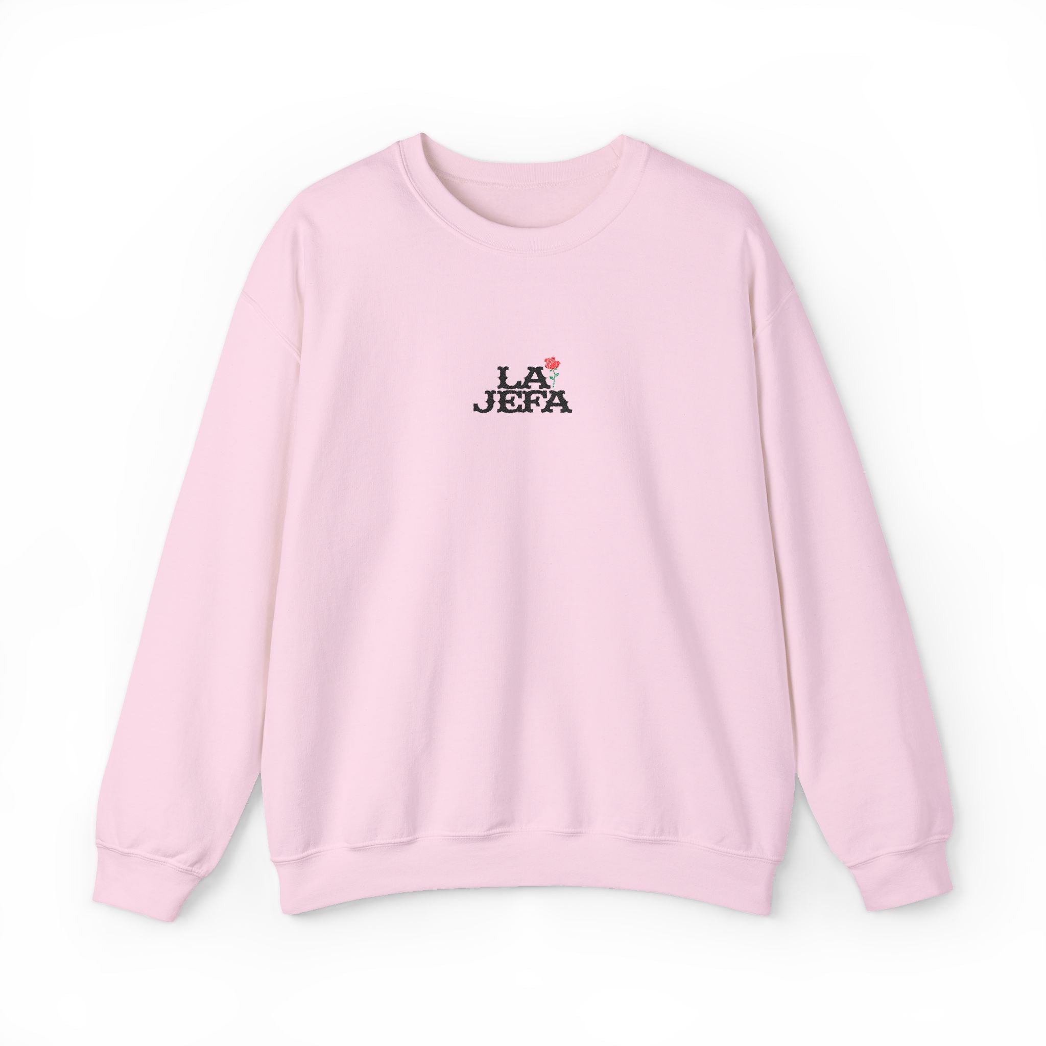 Crewneck Sweatshirt — "La Jefa" Embroidered Floral Pullover