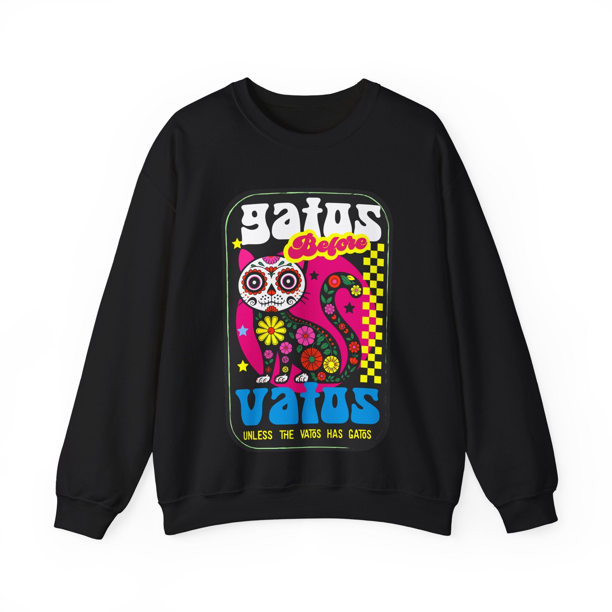 Gatos Vatos Day of the Dead Cat Crewneck Sweatshirt