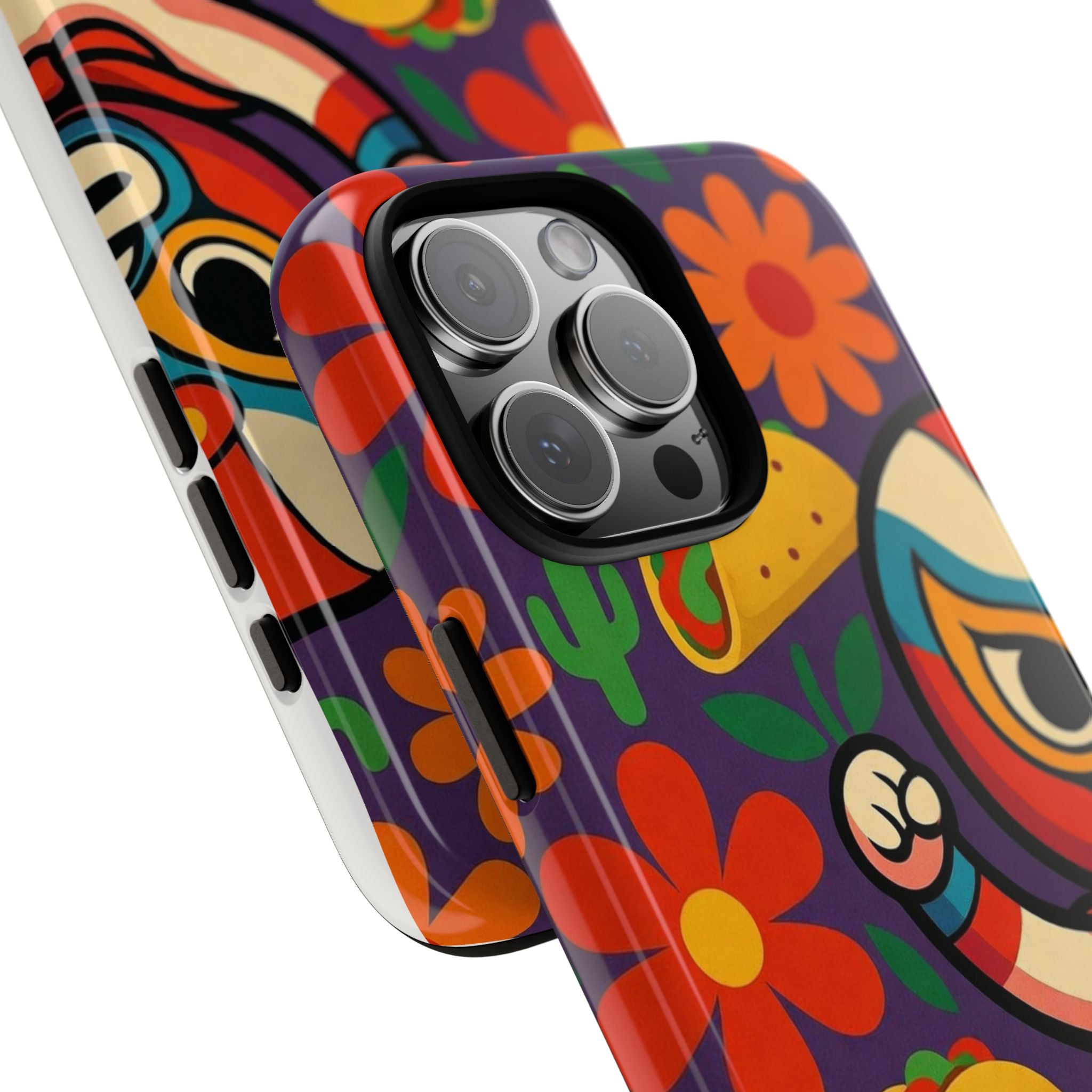 Luchador Taco Phone Case — Colorful Mexican Wrestling Floral Design