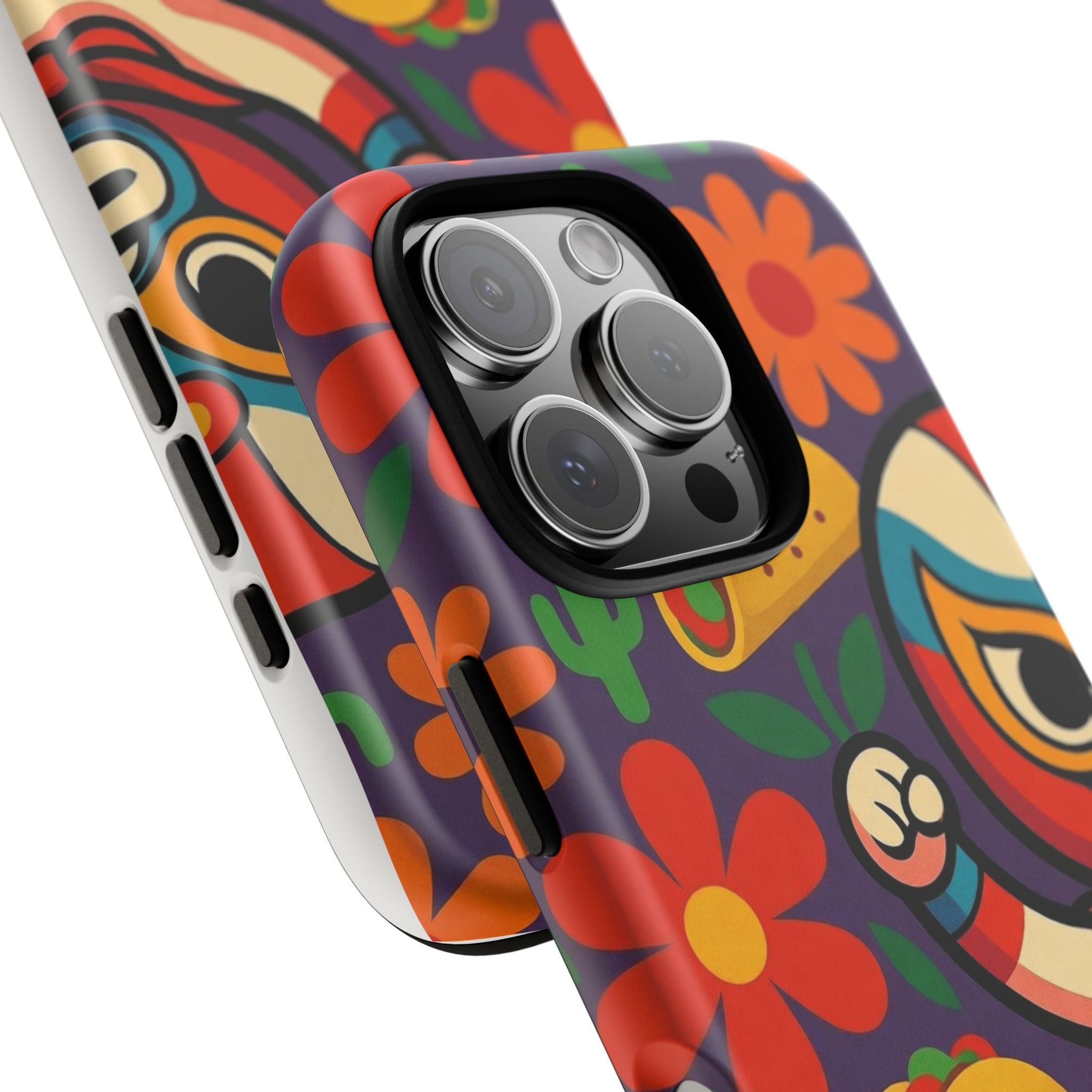Luchador Taco Phone Case — Colorful Mexican Wrestling Floral Design
