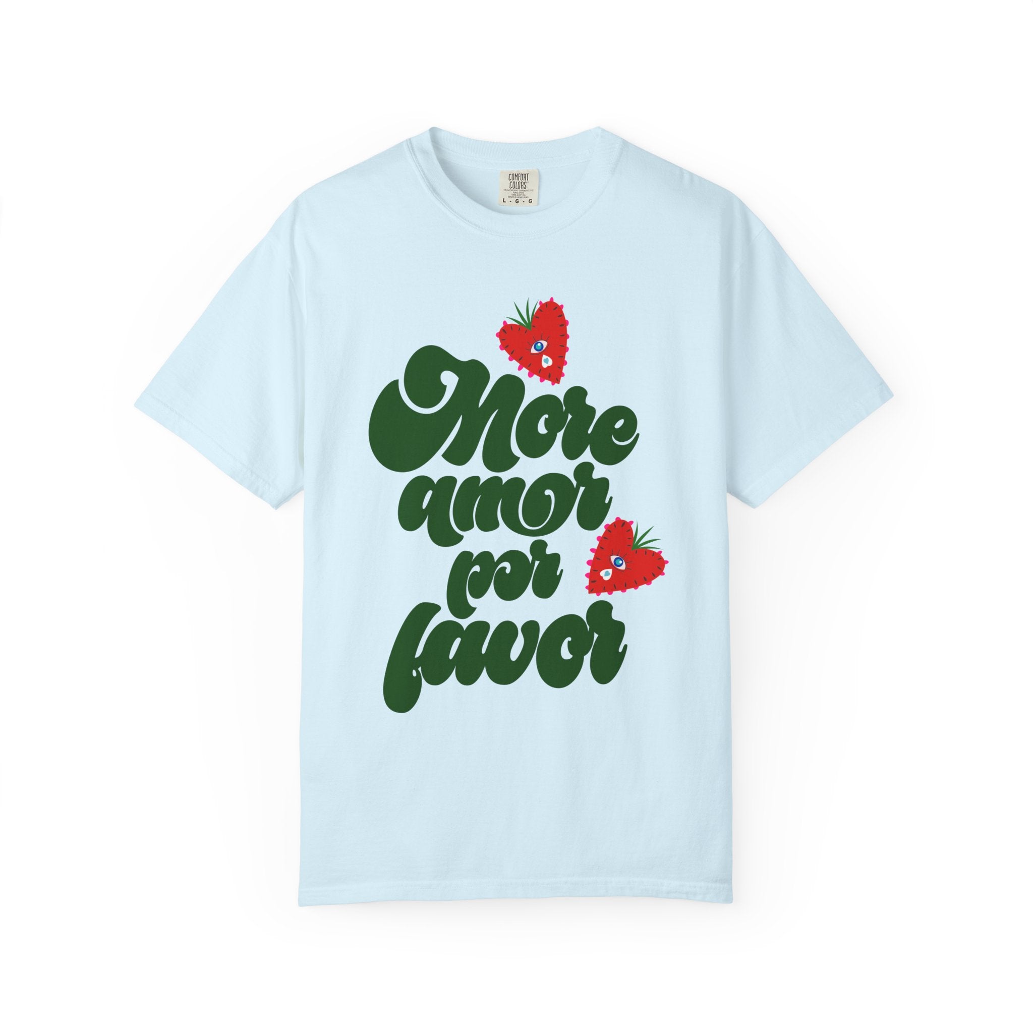 More Amor Por Favor blossom tee - vintage script heart Comfort Colors garment-dyed shirt