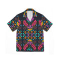 Men's Floral Tropical Hawaiian Camp Shirt - Bright Neon Flower & Bird AOP