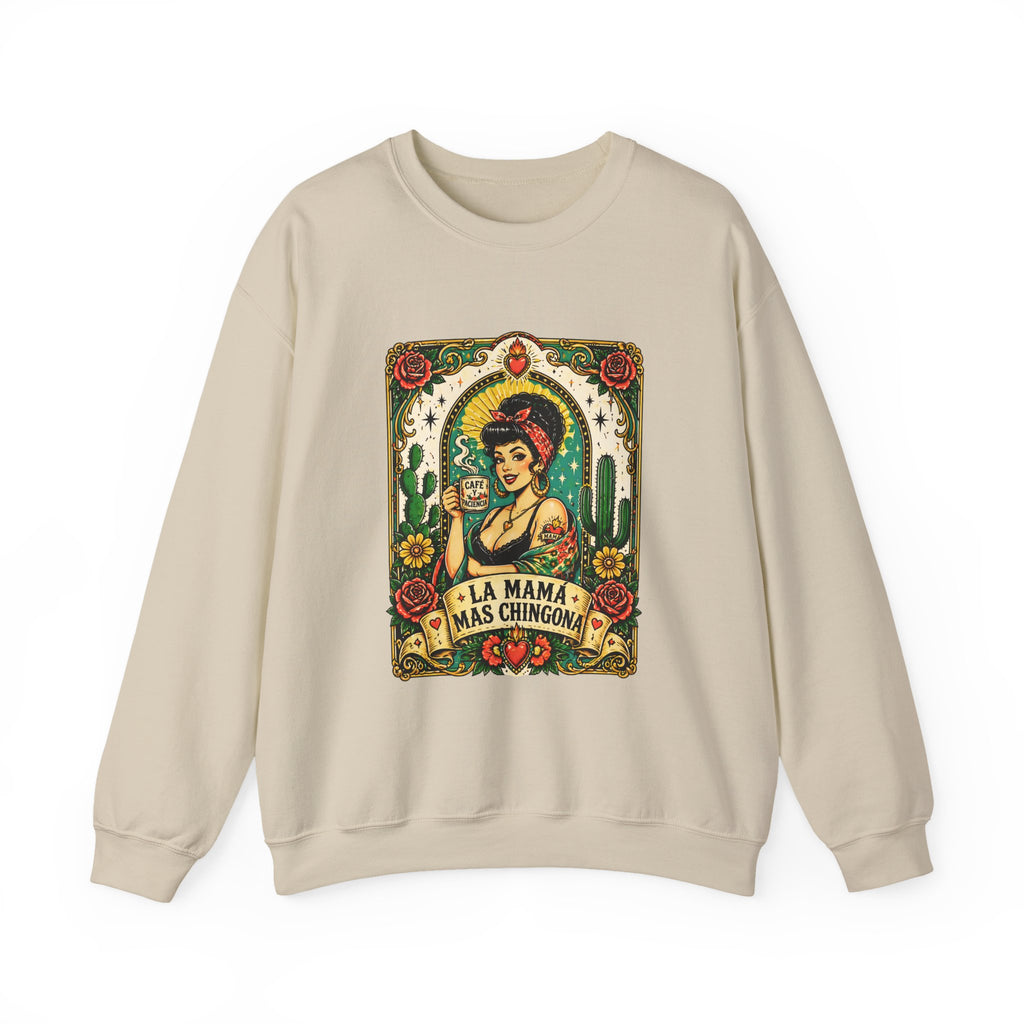 La Mama Mas Chingon Crewneck Sweatshirt — Vintage Mexican Folk Art Graphic