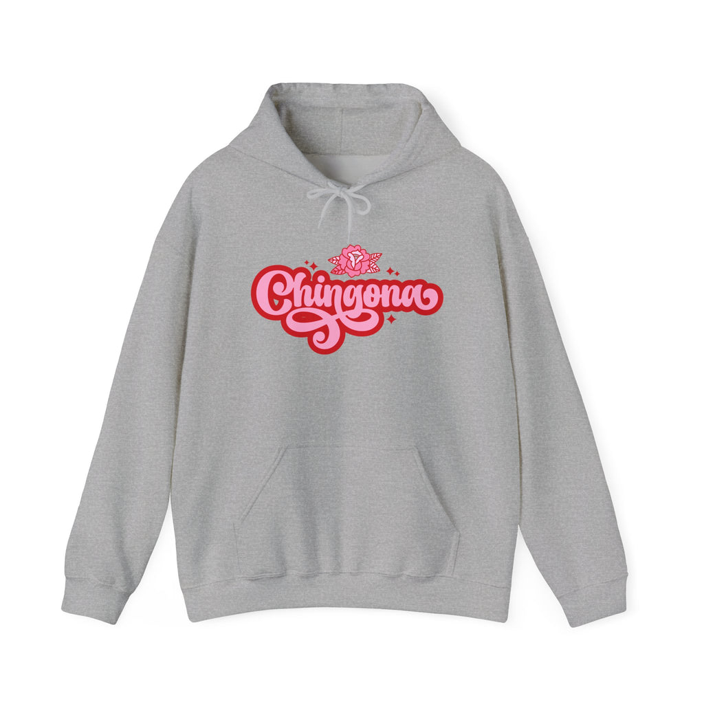 Chingona Rose Script Hoodie — Empowering Latina Lettering Pullover