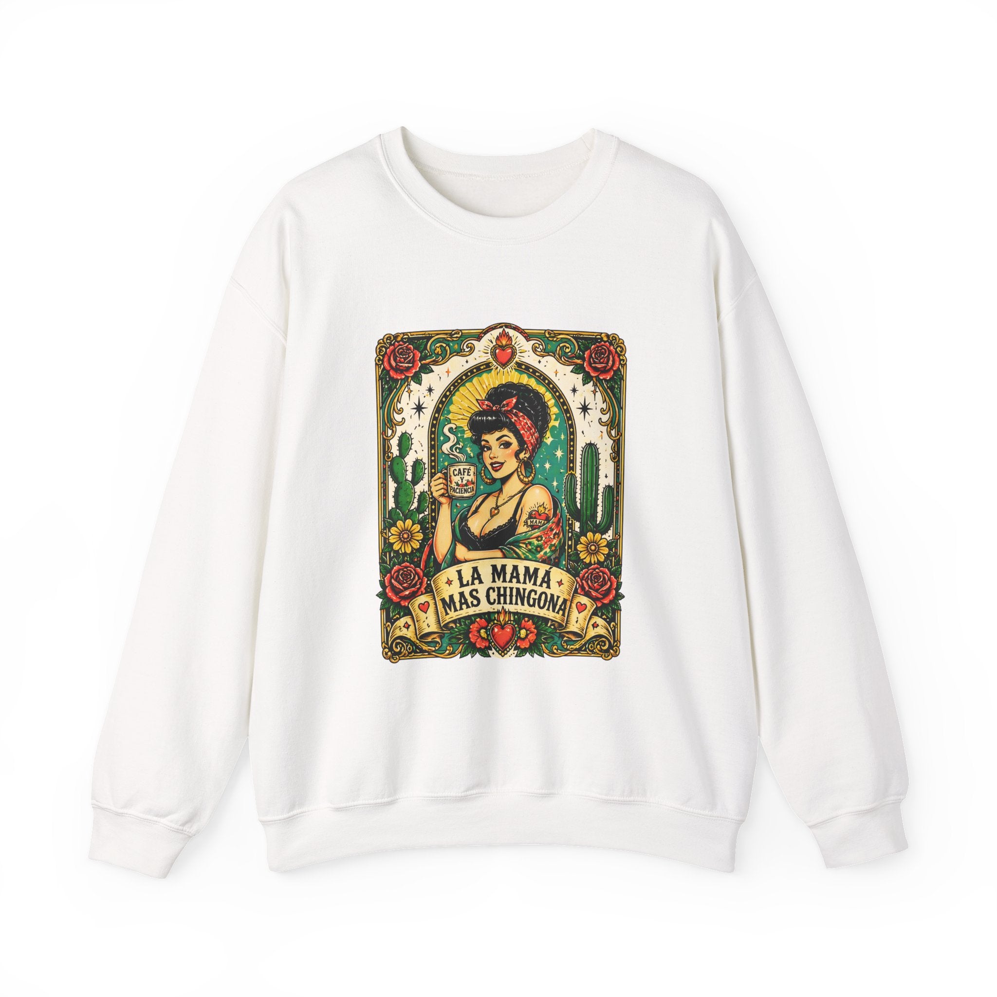 La Mama Mas Chingon Crewneck Sweatshirt — Vintage Mexican Folk Art Graphic