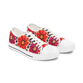 Women's Floral Canvas Sneakers — Red Retro Daisy Low-Top Shoes