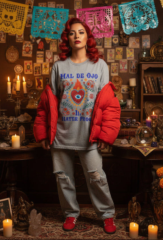 Mal de Ojo Hater Proof T-Shirt — Spiritual Eye Heart Graphic Tee
