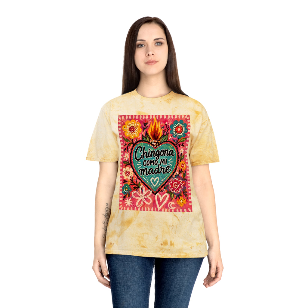 Chingona Como Mi Madre Graphic T-Shirt — Colorful Floral Heart Tribute