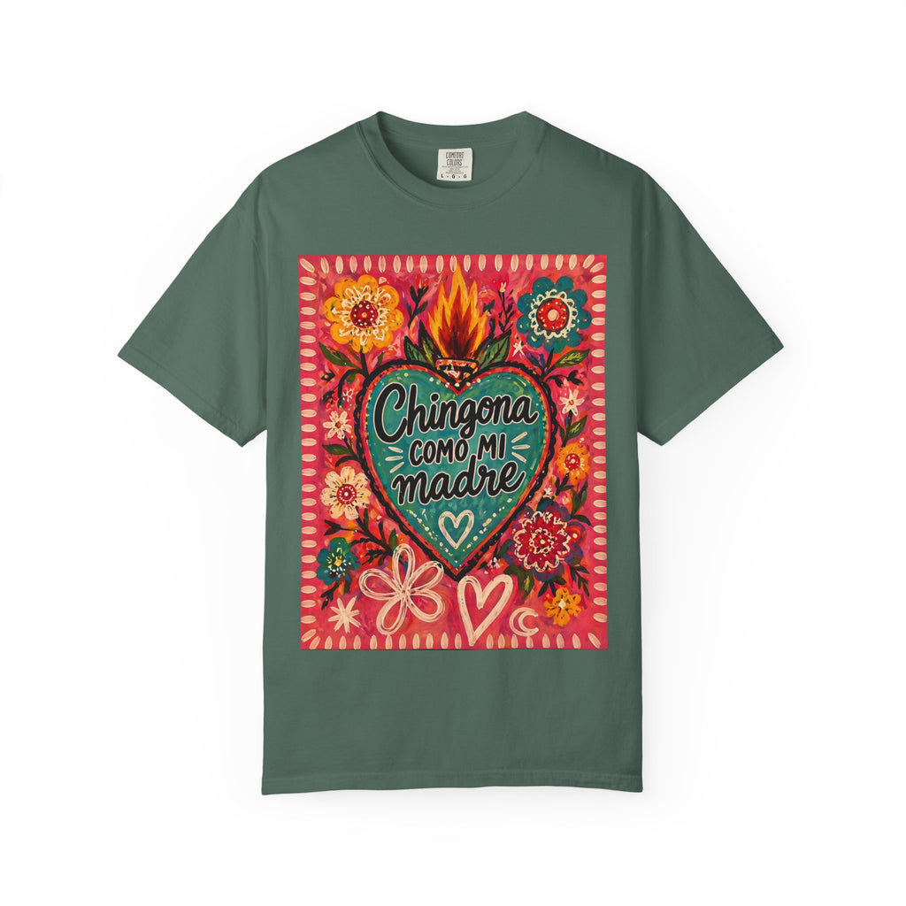 T-Shirt — "Chingona Como Mi Madre" Floral Heart Mother's Day Tee