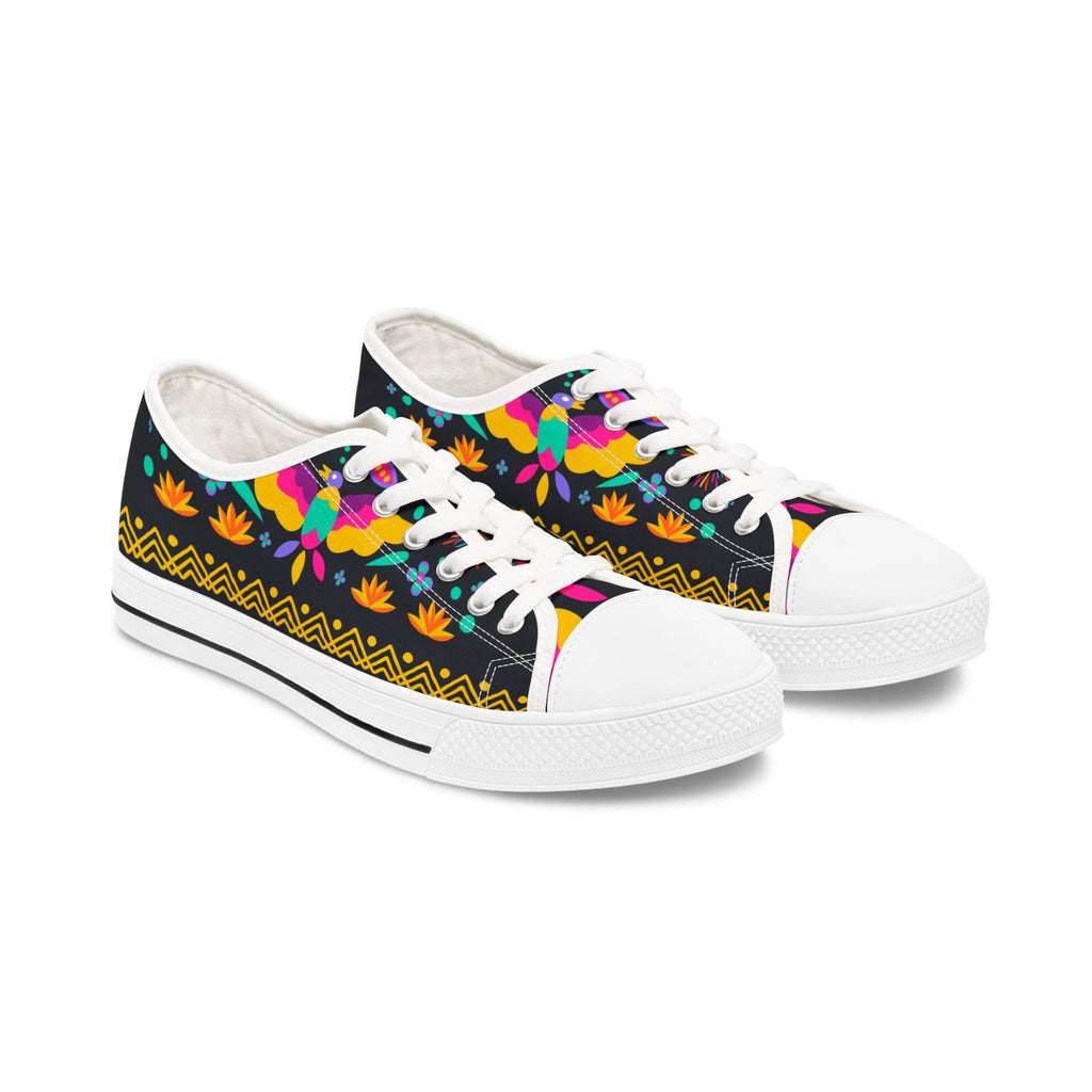 Floral Boho Low-Top Sneakers for Women — Colorful Ethnic Pattern