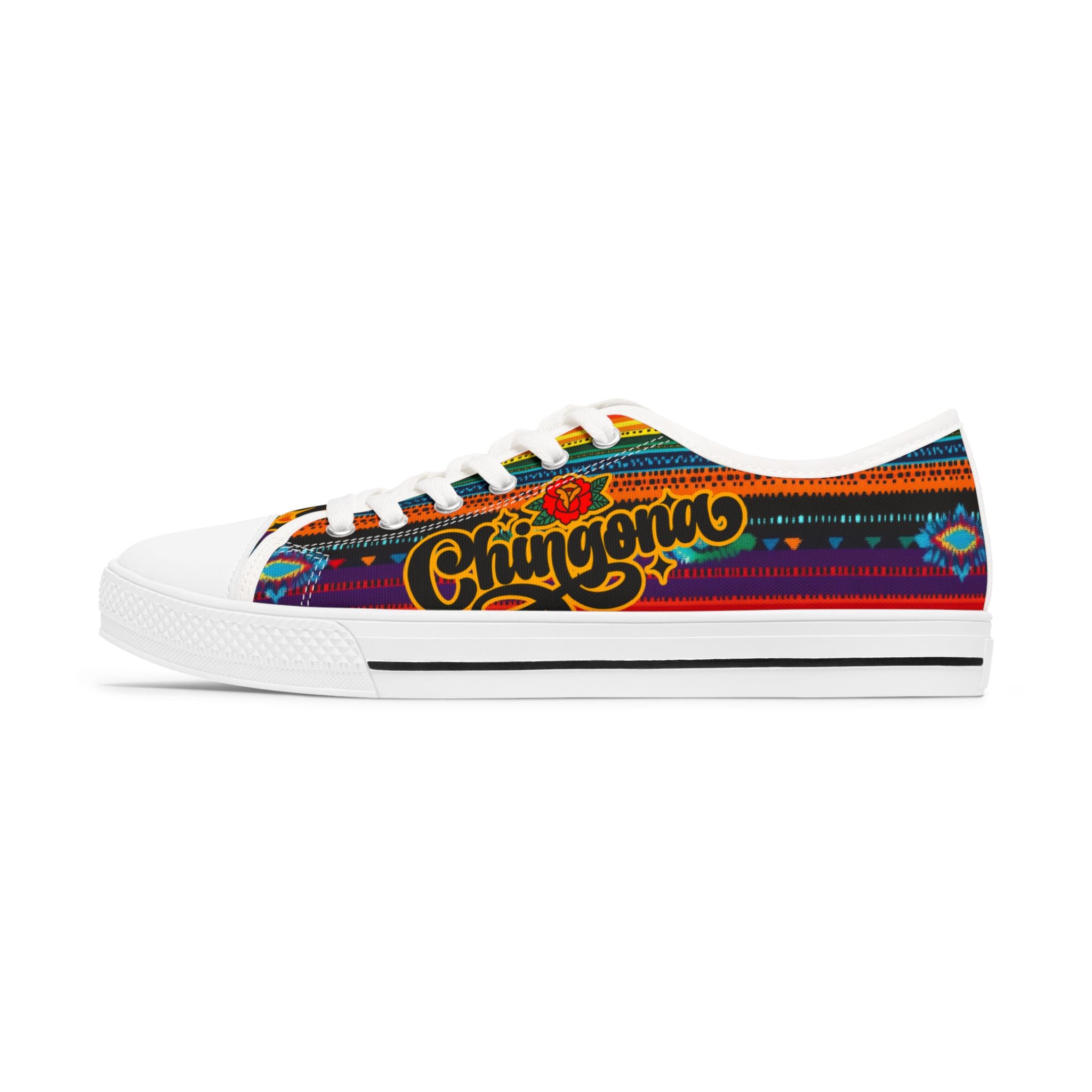 Women's Low Top Sneakers — Colorful 'Chingona' Aztec Print Casual Sneakers