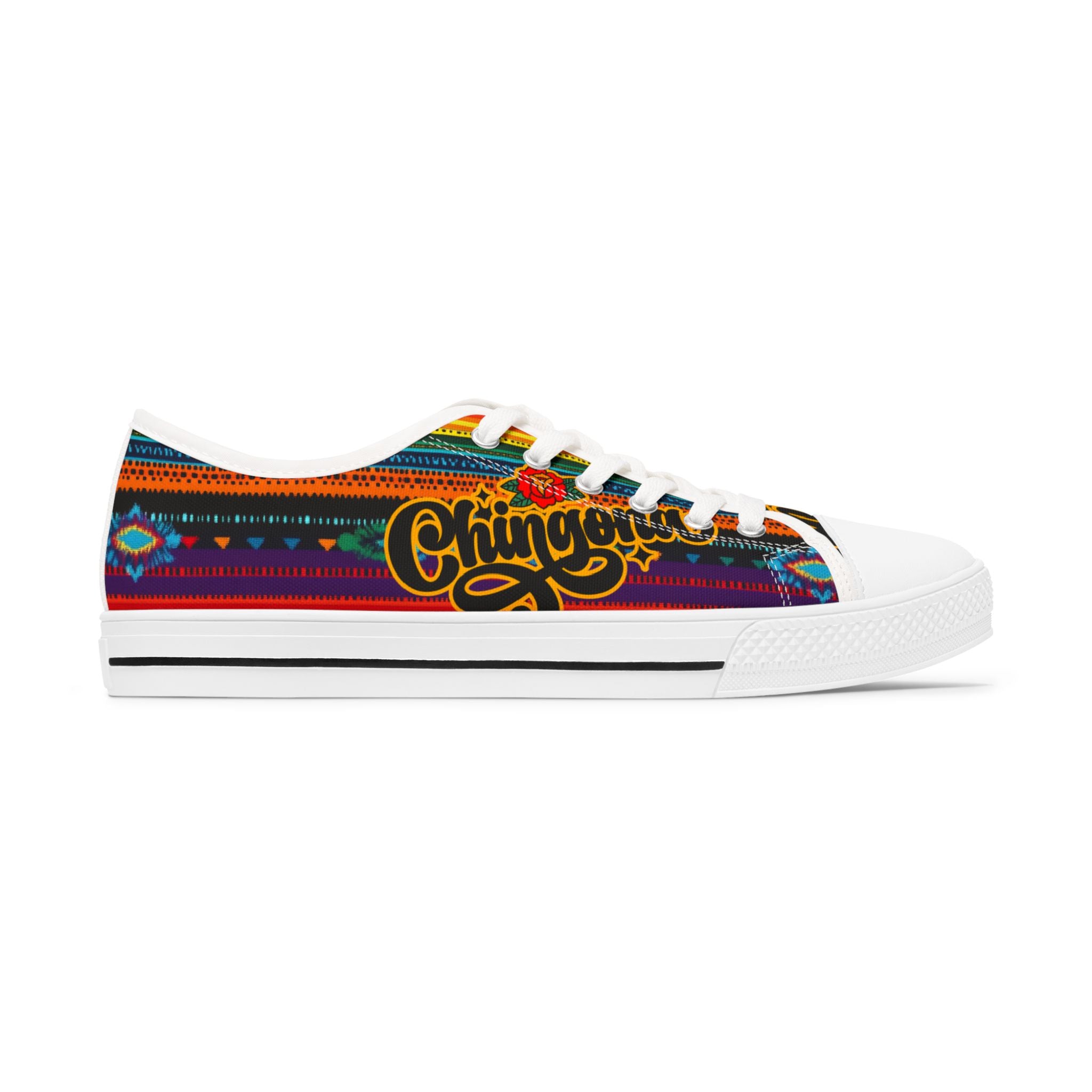 Women's Low Top Sneakers — Colorful 'Chingona' Aztec Print Casual Sneakers