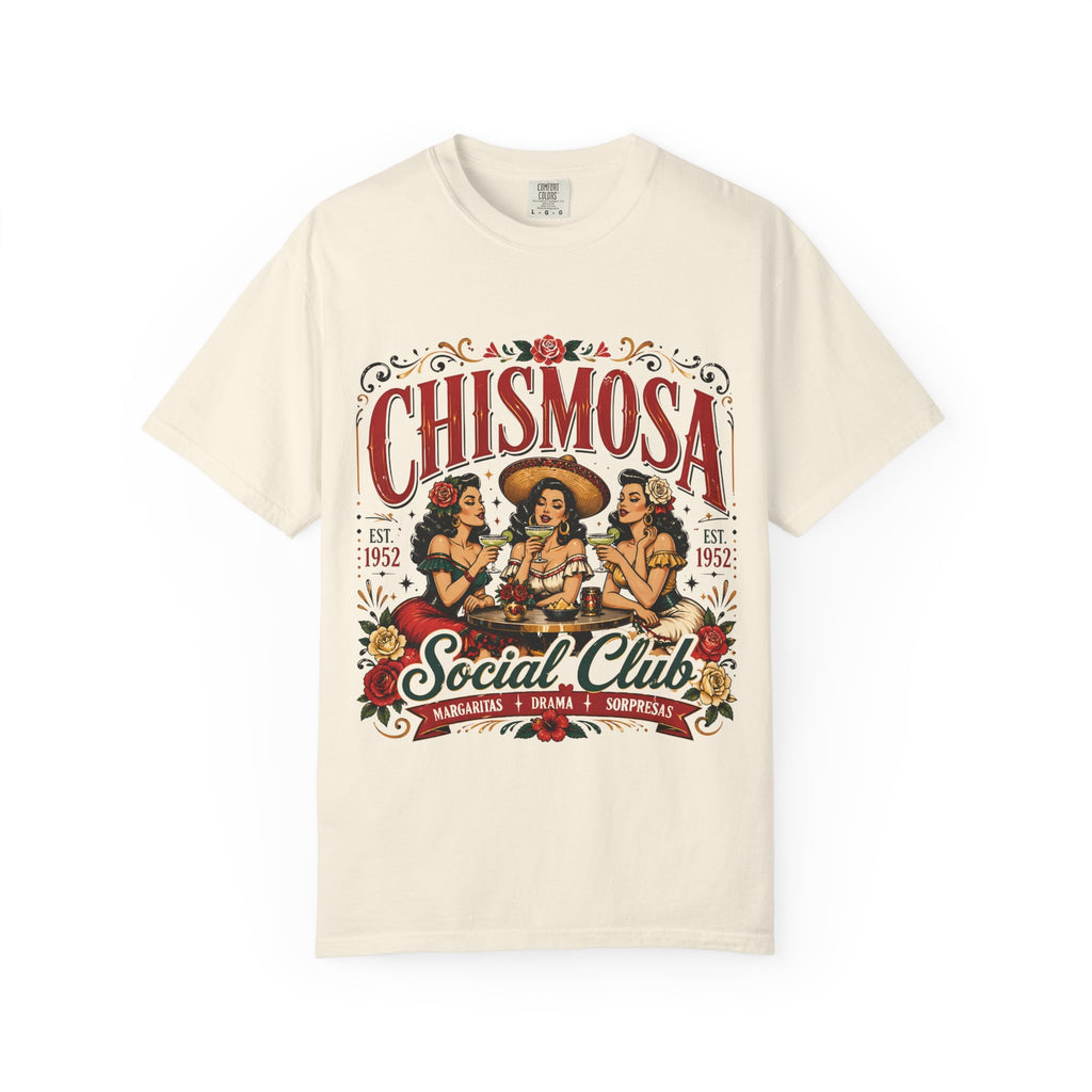 Chismosa Social Club tee chambray - vintage social club pinup Latina Comfort Colors shirt