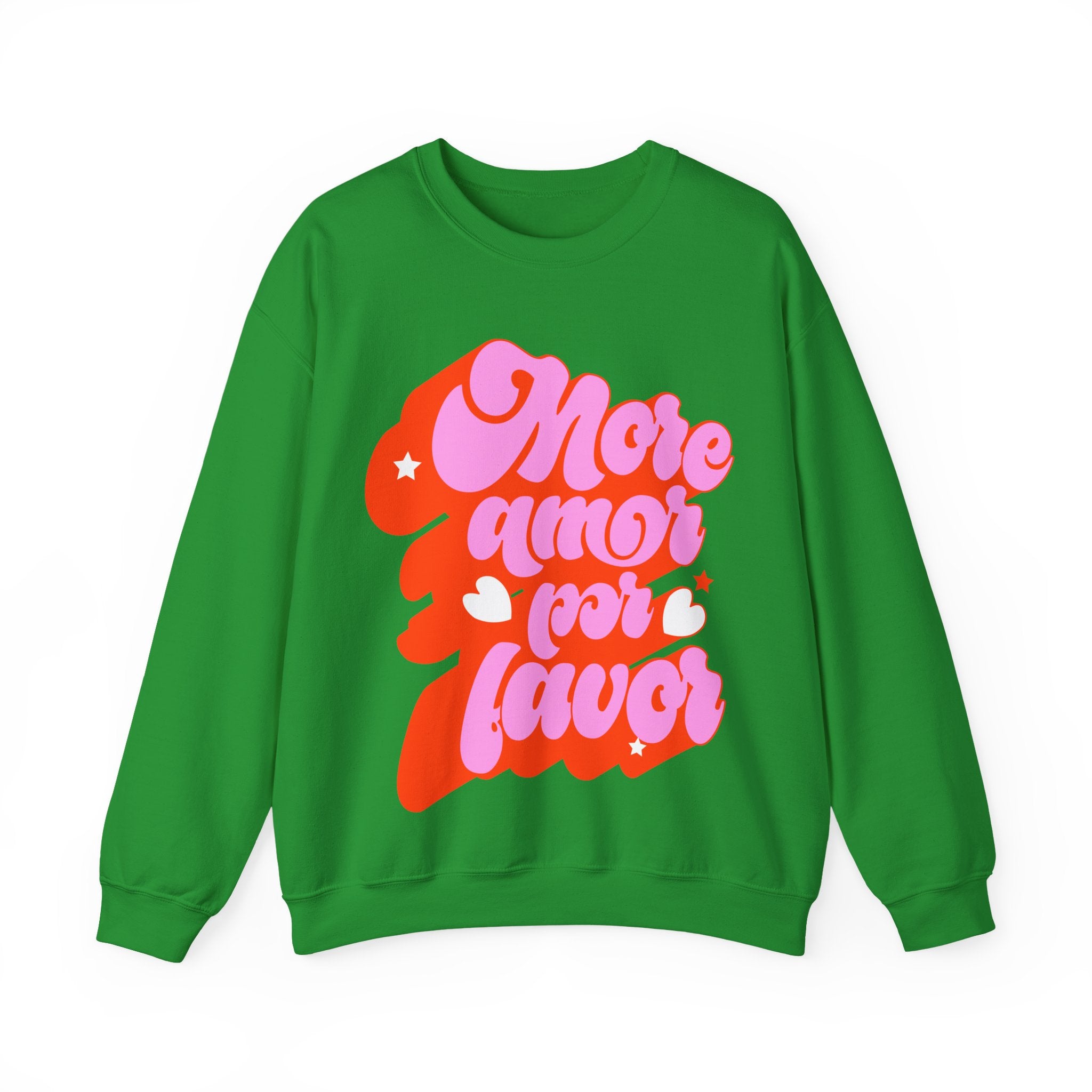 More Amor Por Favor Crewneck Sweatshirt — Retro Pink & Red Love Graphic