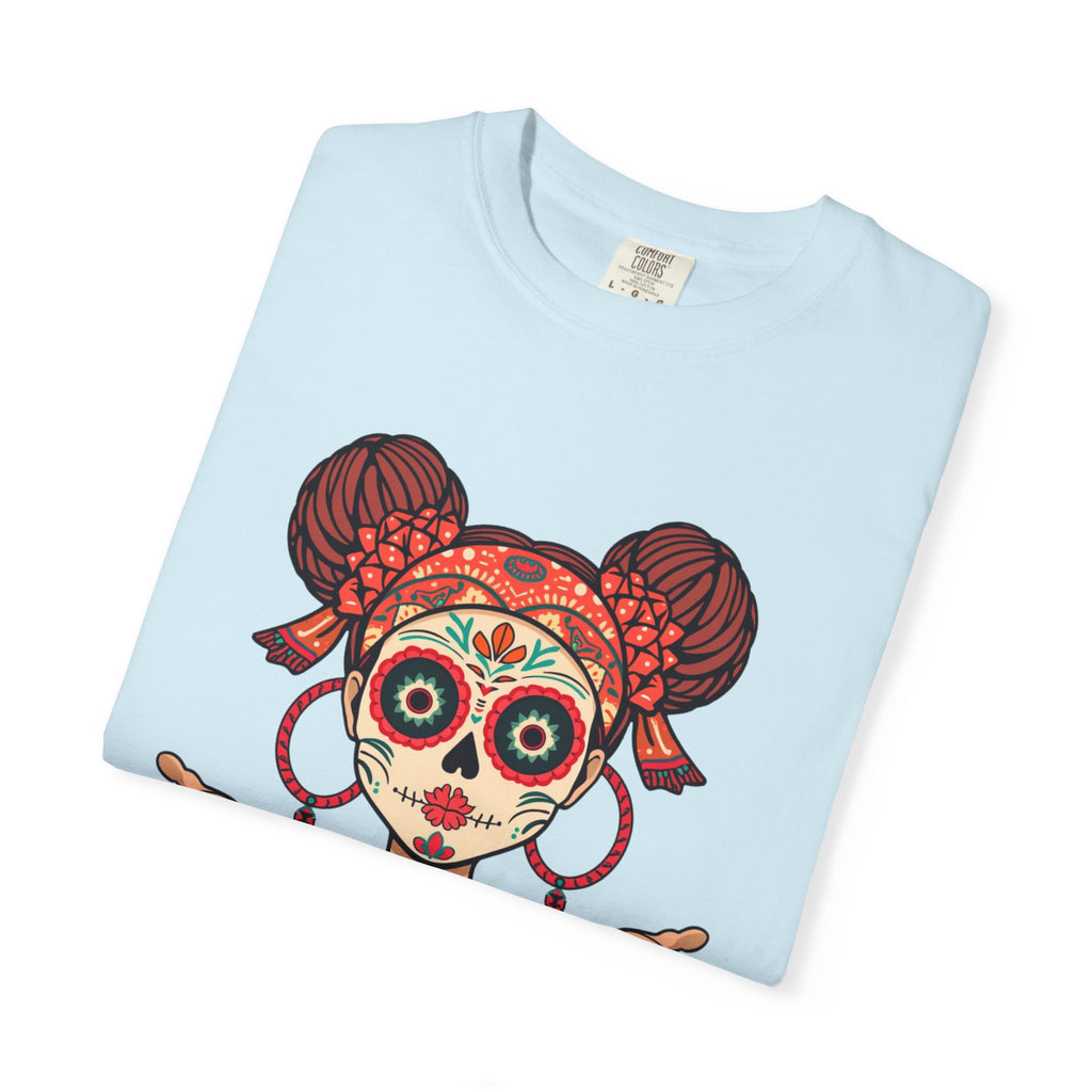 T-Shirt — Día de los Muertos Sugar Skull Girl “Hold My Hoops” Graphic Tee