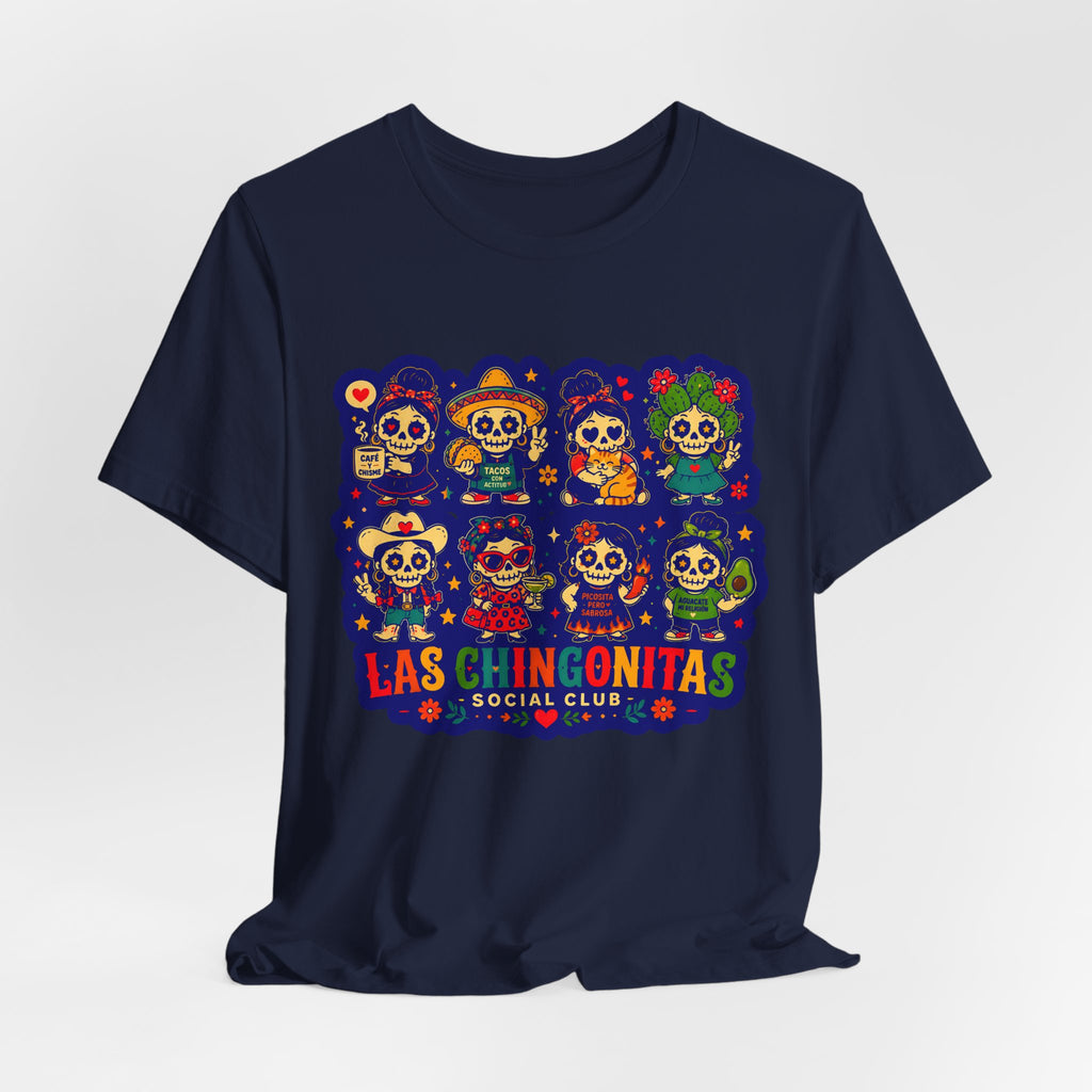 Las Chingonitas Social Club Tee — Colorful Day of the Dead Calavera Graphic T‑Shirt