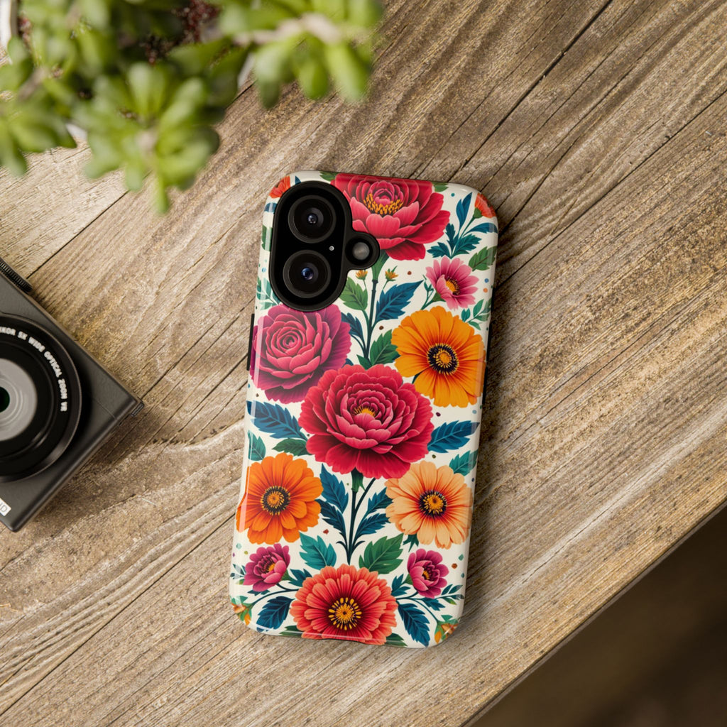 Floral Tough Case — Vibrant Rose & Marigold Phone Case