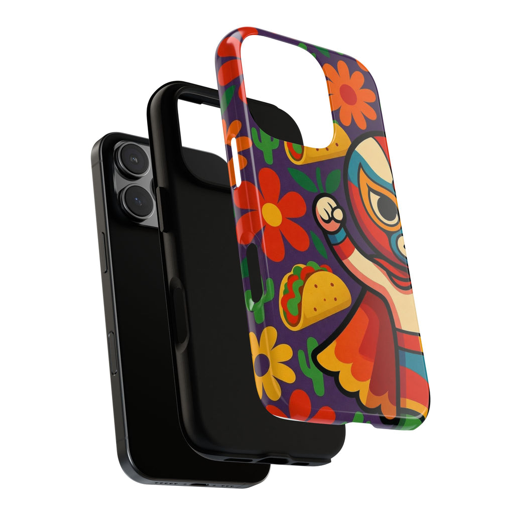 Luchador Taco Phone Case — Colorful Mexican Wrestling Floral Design