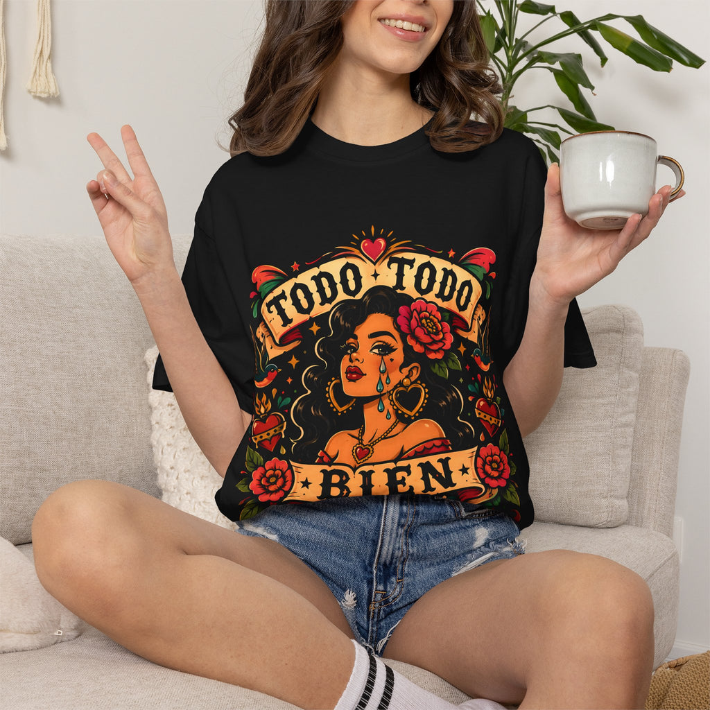 Todo Todo Bien Ya Lloré T-Shirt — Vibrant Latinx Floral Graphic Tee