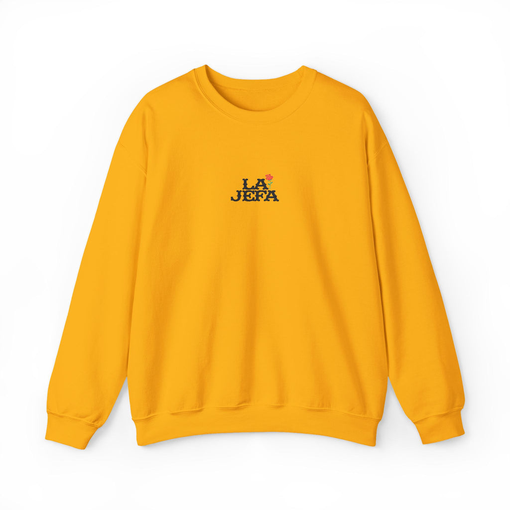 Crewneck Sweatshirt — "La Jefa" Embroidered Floral Pullover