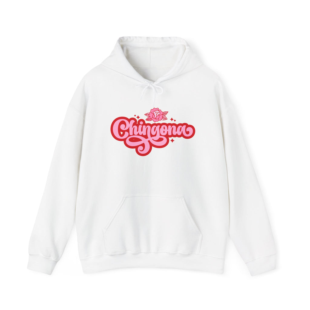 Chingona Rose Script Hoodie — Empowering Latina Lettering Pullover