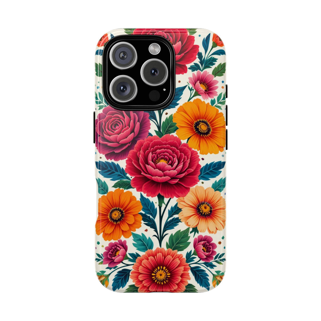 Floral Tough Case — Vibrant Rose & Marigold Phone Case