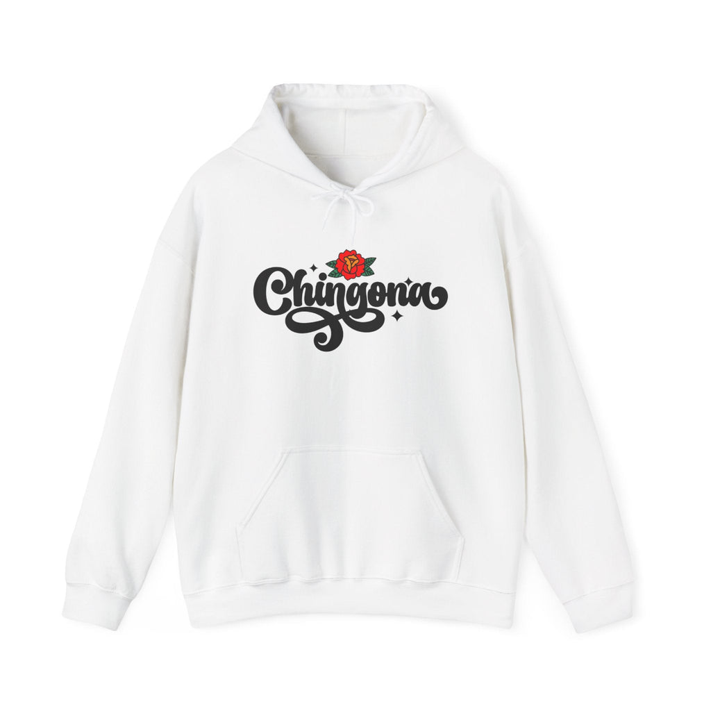 Chingona Hoodie – Script Logo with Rose, Bold Latina Pride Pullover