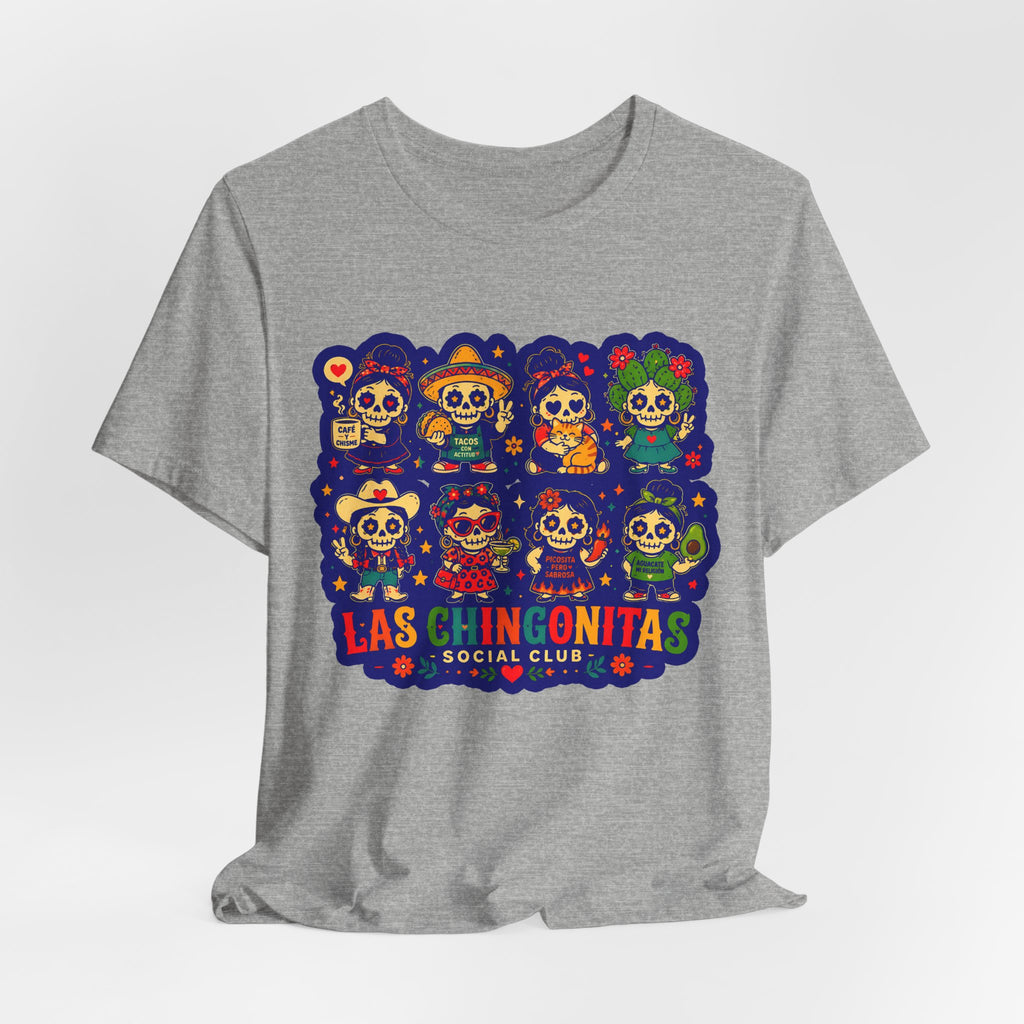 Las Chingonitas Social Club Tee — Colorful Day of the Dead Calavera Graphic T‑Shirt