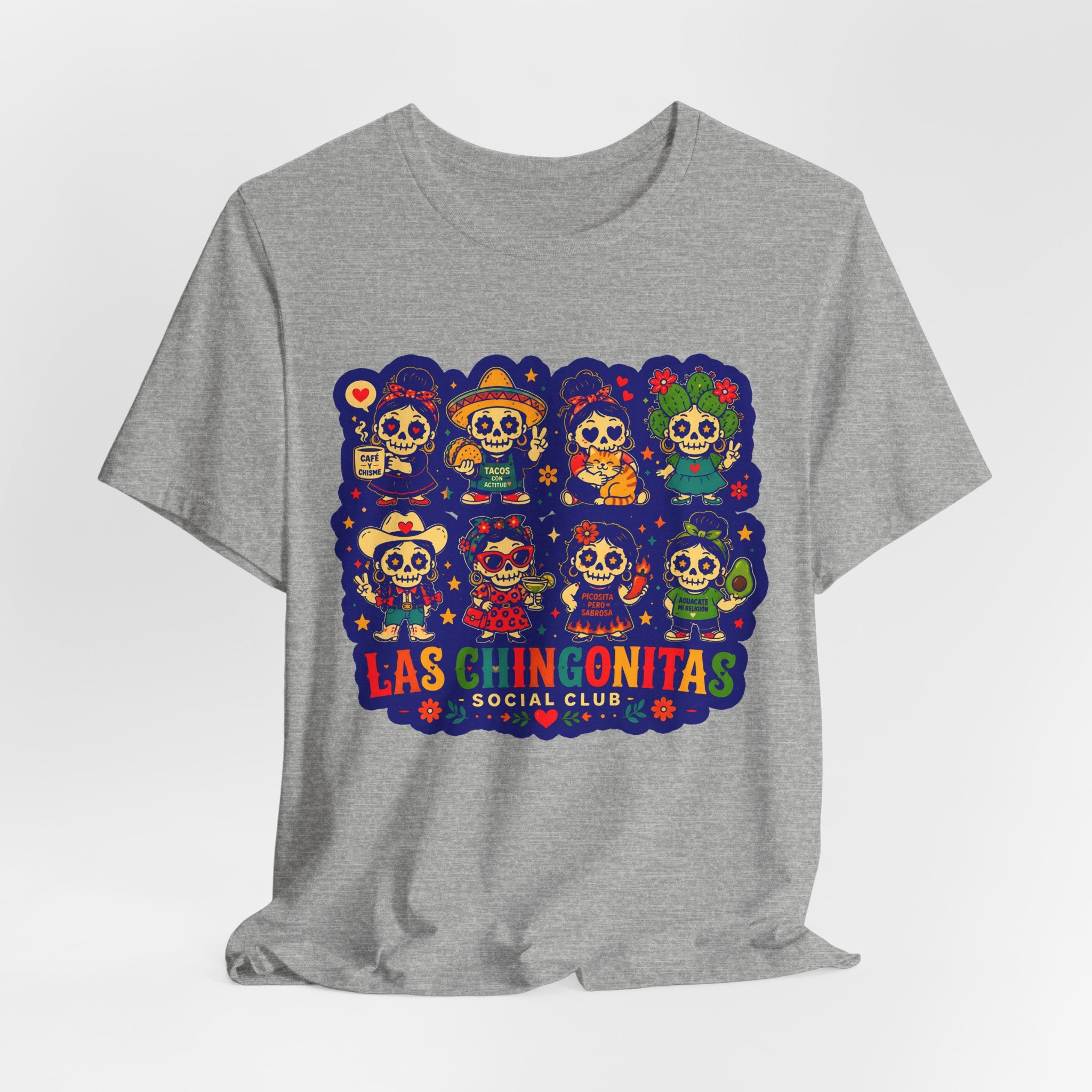 Las Chingonitas Social Club Tee — Colorful Day of the Dead Calavera Graphic T‑Shirt