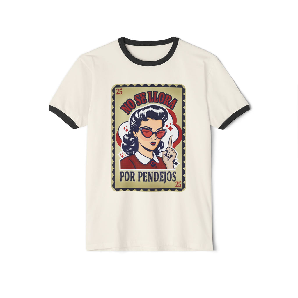 Ringer T-Shirt — “No Se Llora Por Pendejos” Retro Lotería Style Graphic Tee