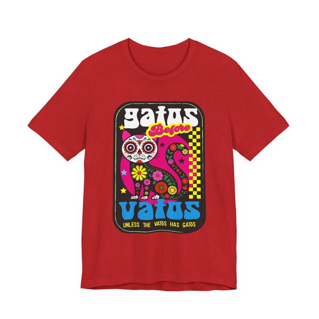 Gato Before Vato Cat Tee — Colorful Day of the Dead Cat Graphic T‑Shirt
