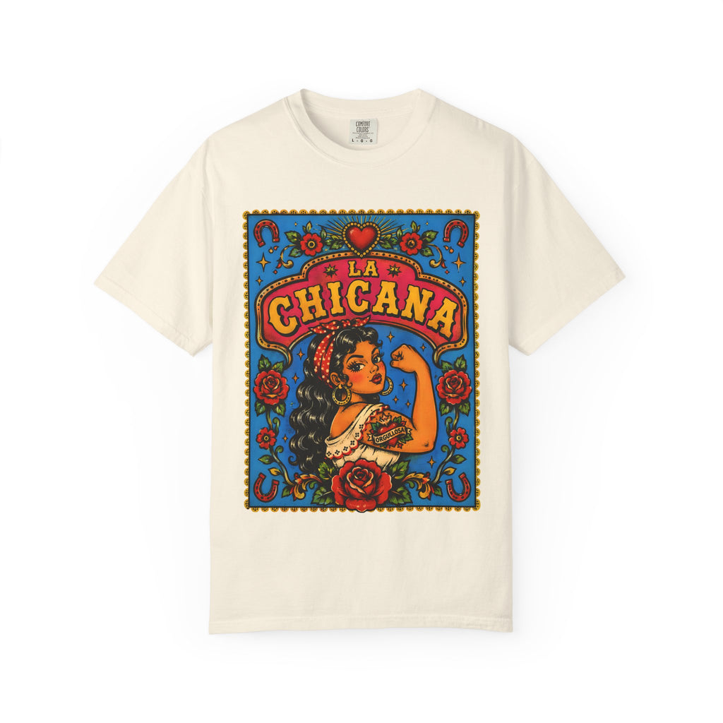 La Chicana Graphic T-Shirt — Chicana Pride Floral Retro Art Tee