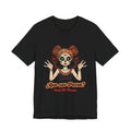 Day of the Dead Hoopla T-Shirt — "Que ves Perra? Hold My Hoops" Sugar Skull Girl Tee